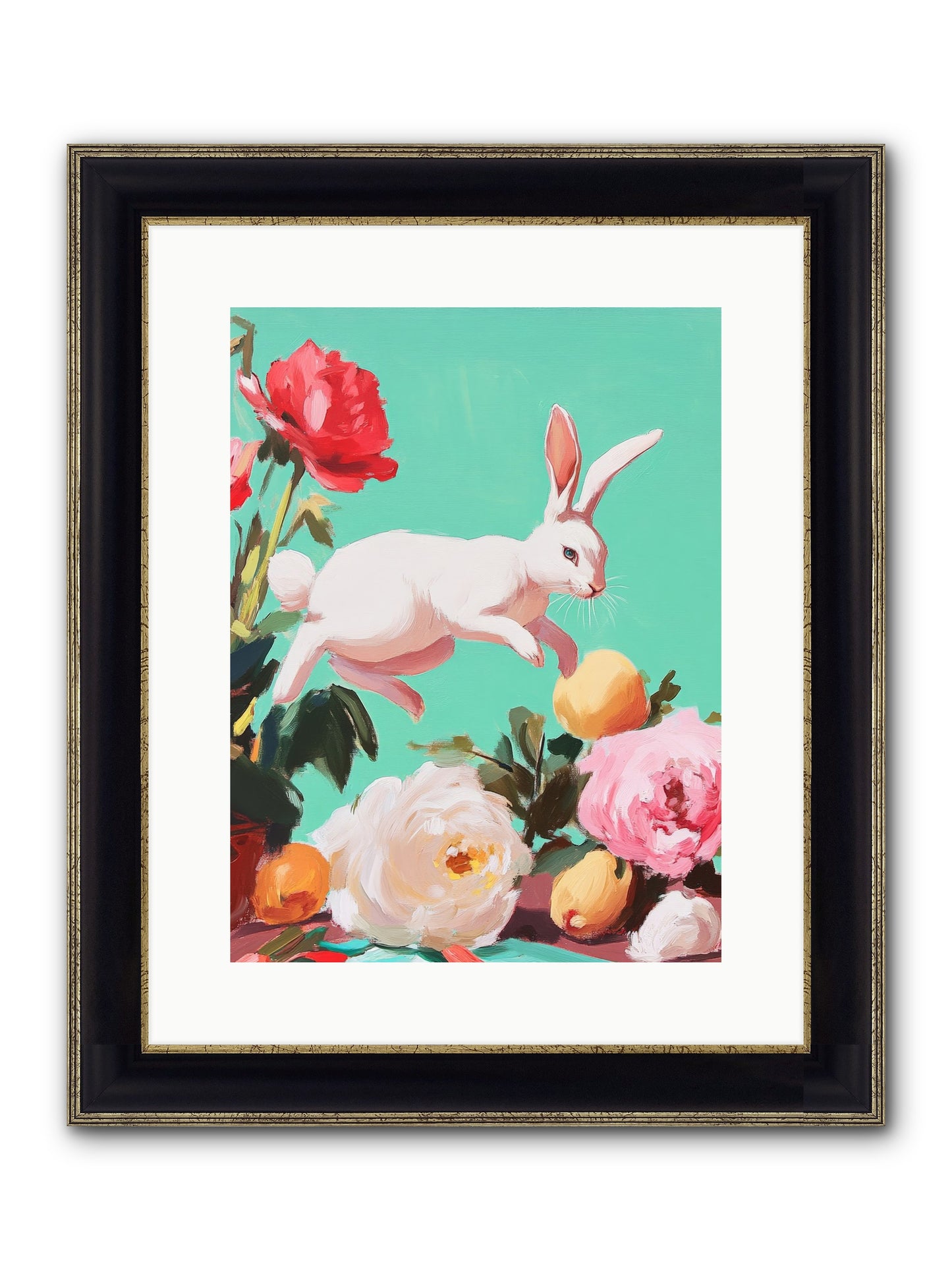 Garden Frolic No.1 Framed Print - Black & Gold 12x16