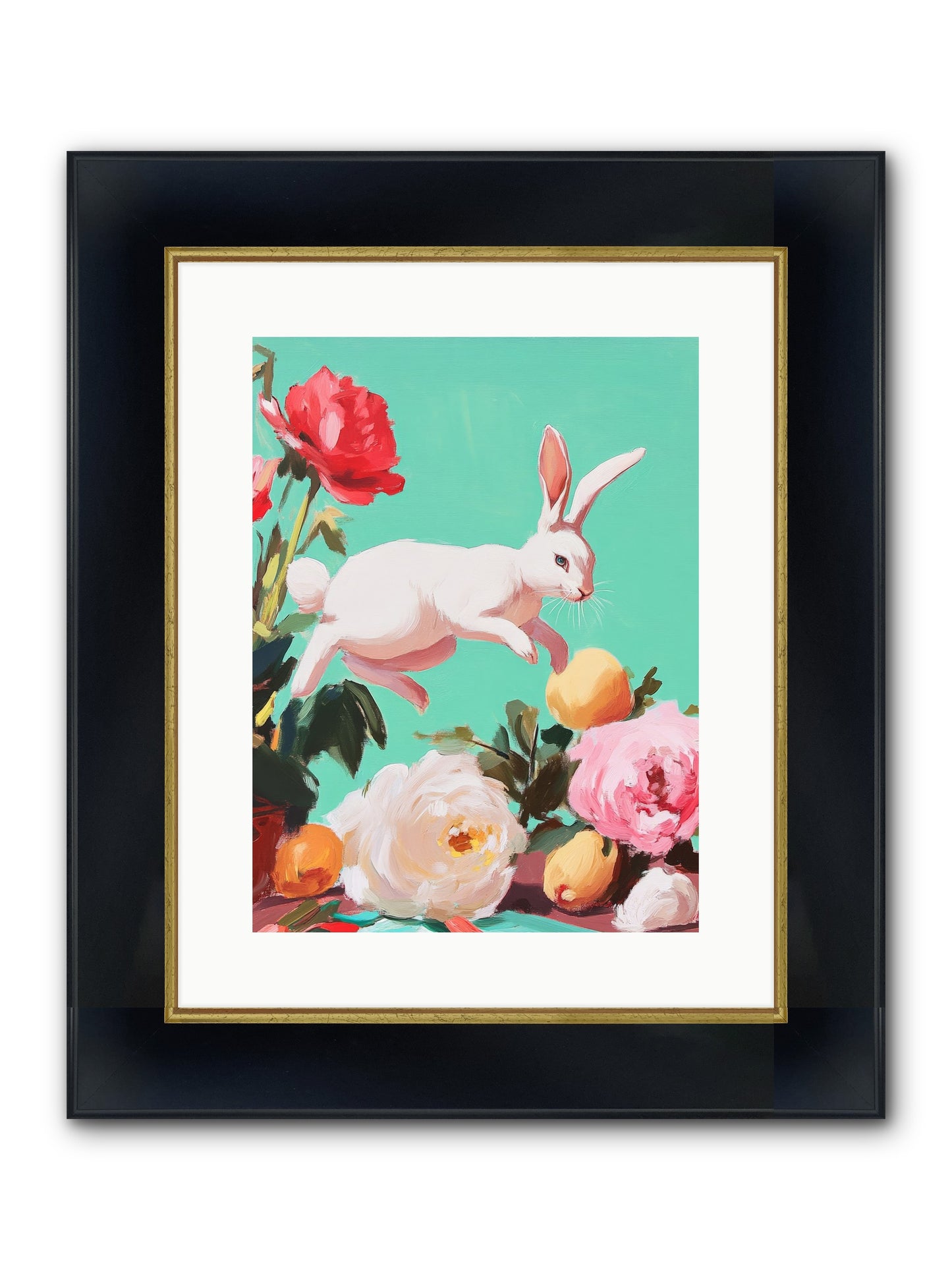 Garden Frolic No.1 Framed Print - Wide Black w/Gold 12x16