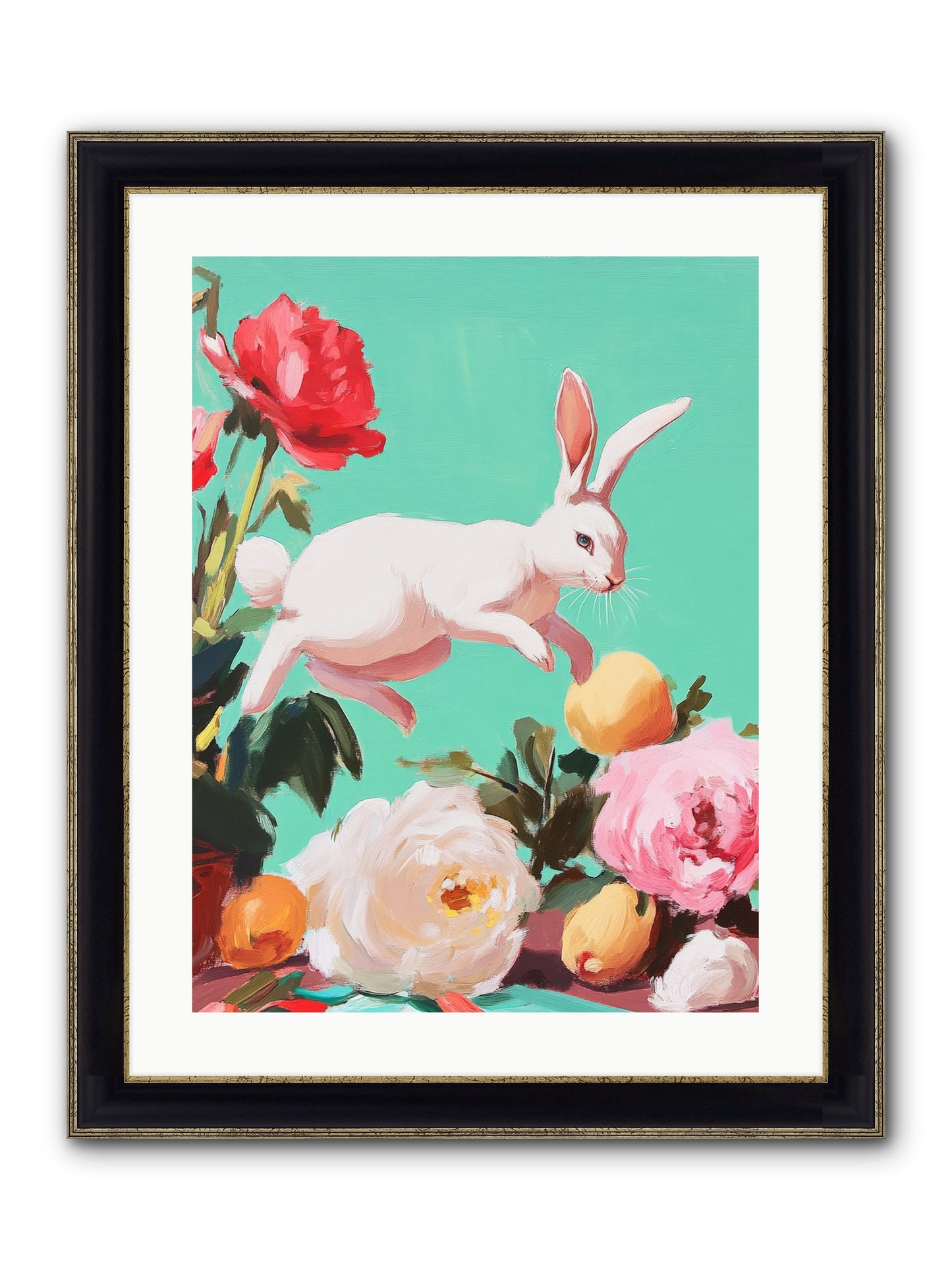 Garden Frolic No.1 Framed Print - Black & Gold 18x24
