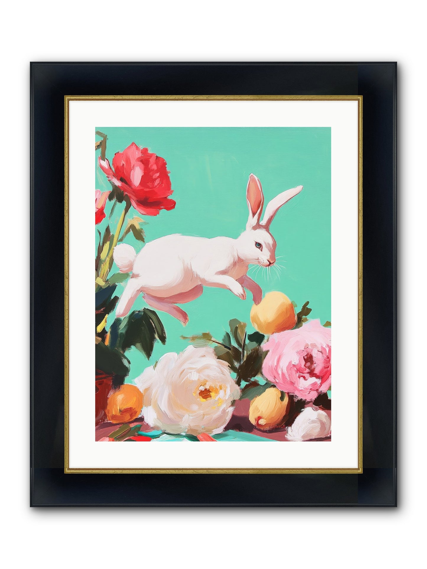 Garden Frolic No.1 Framed Print - Wide Black w/Gold 18x24