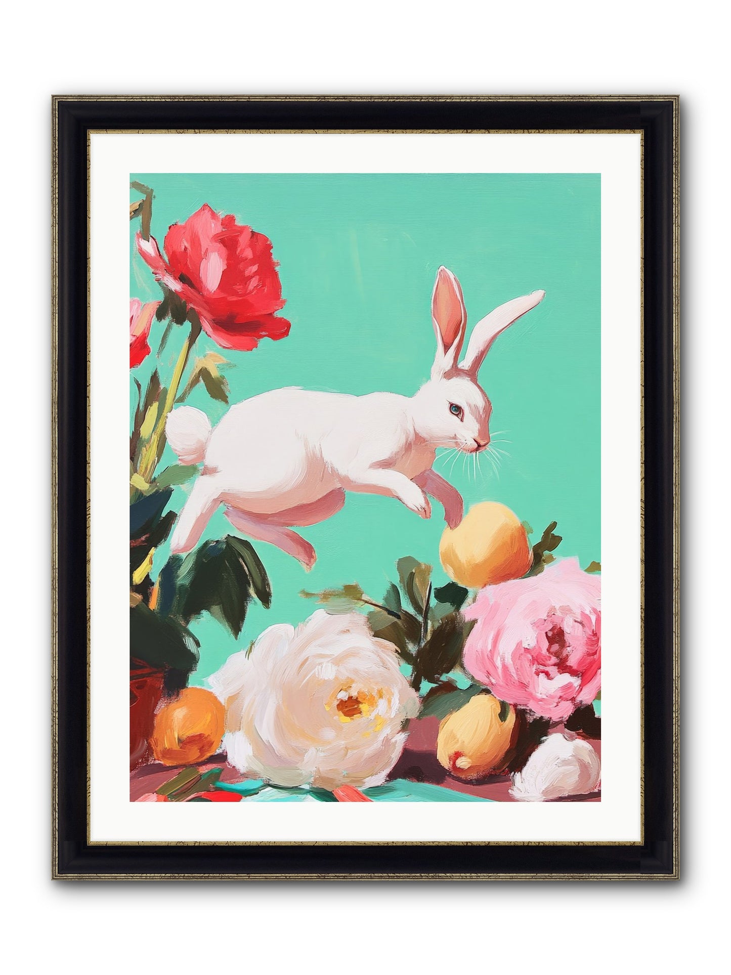 Garden Frolic No.1 Framed Print - Black & Gold 24x32