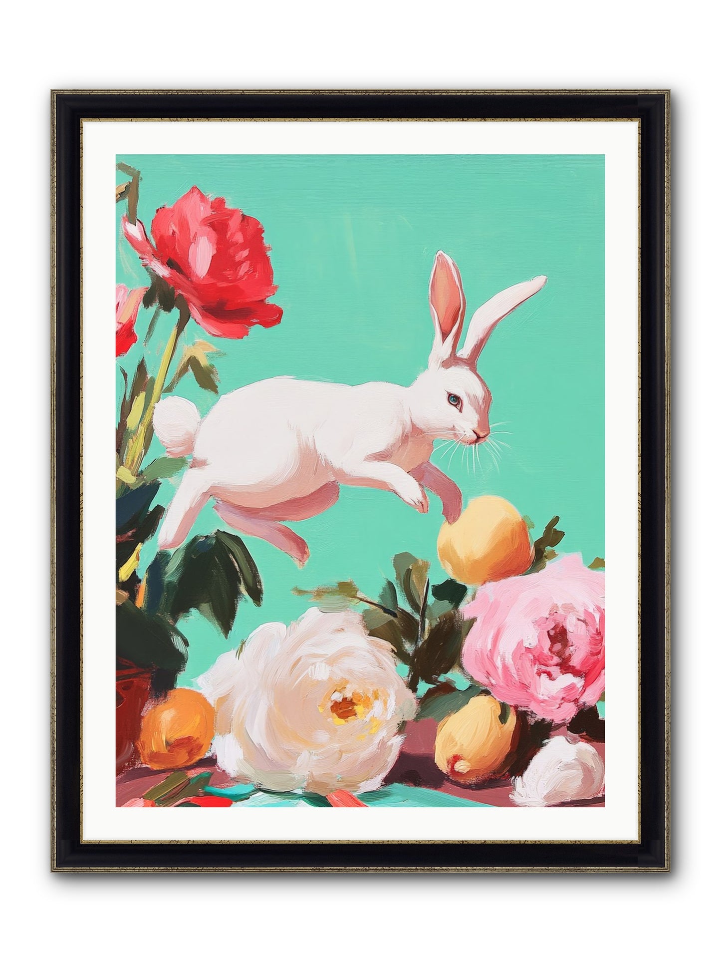 Garden Frolic No.1 Framed Print - Black & Gold 30x40