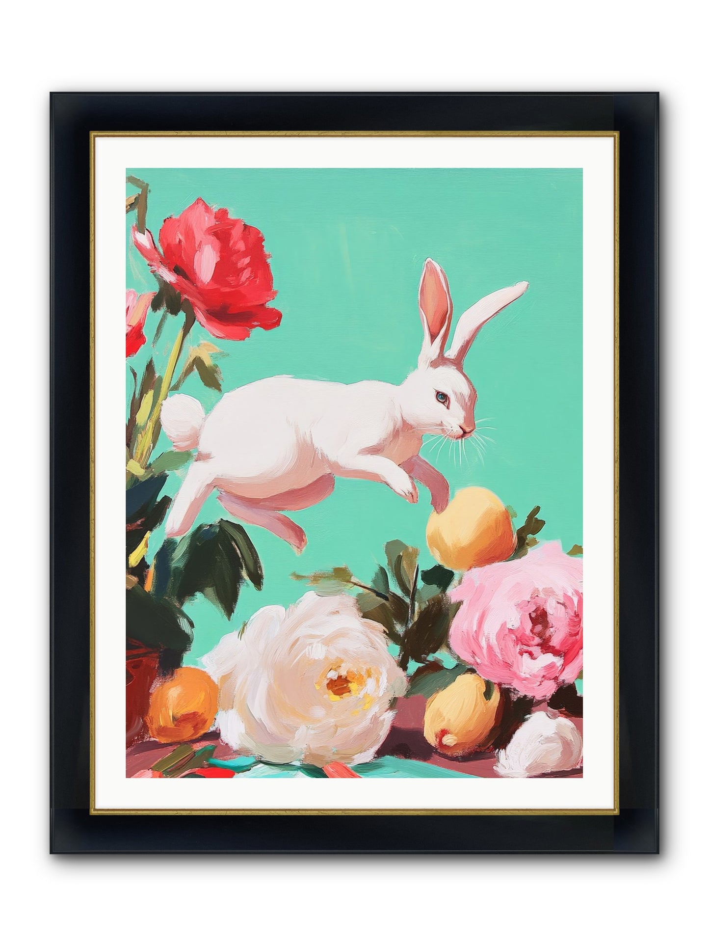 Garden Frolic No.1 Framed Print - Wide Black w/Gold 30x40