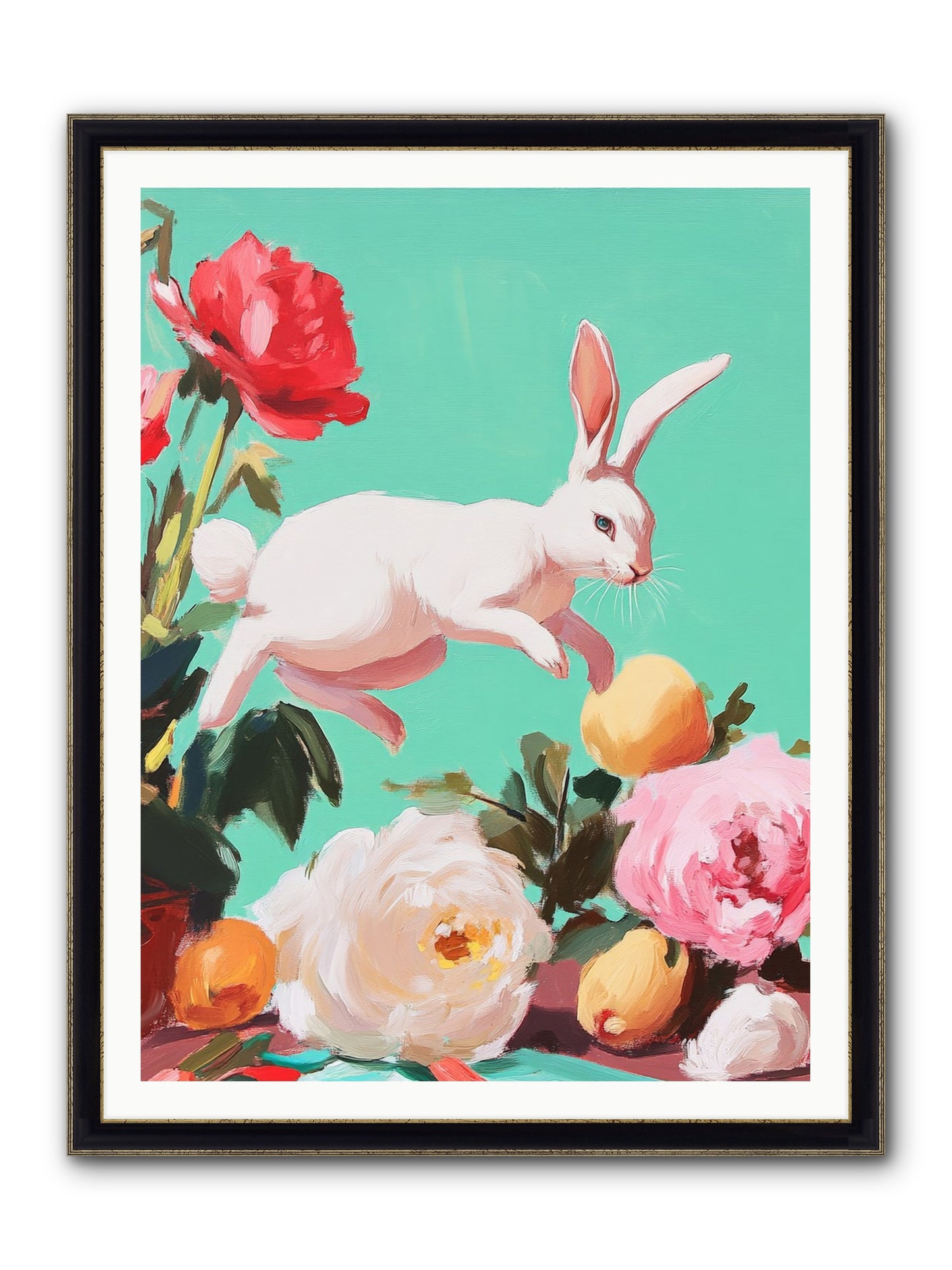 Garden Frolic No.1 Framed Print - Black & Gold 36x48
