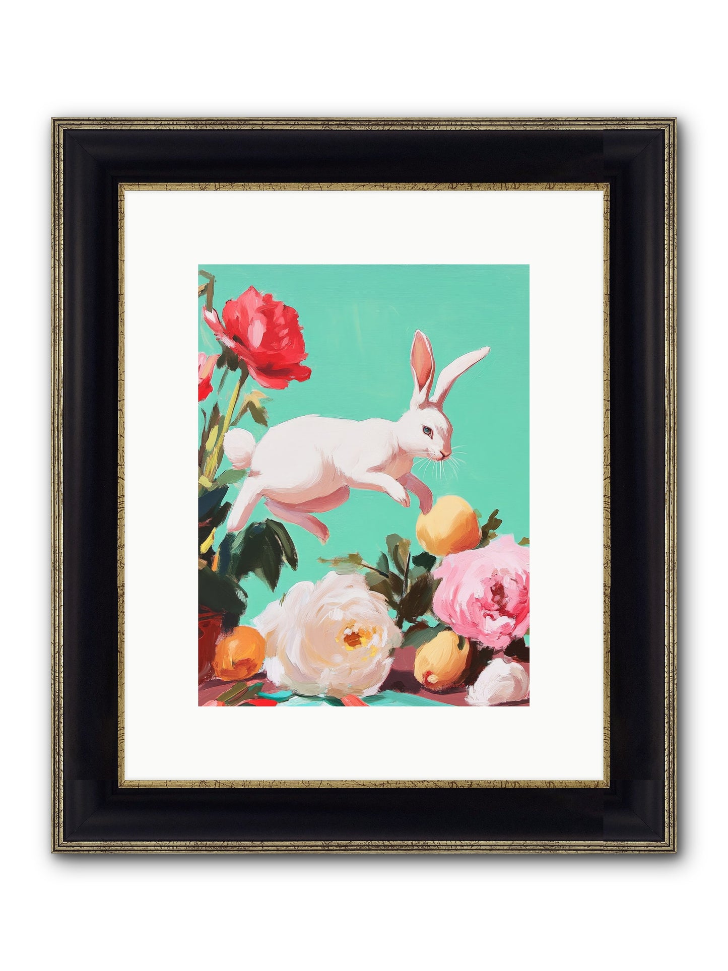 Garden Frolic No.1 Framed Print - Black & Gold 9x12