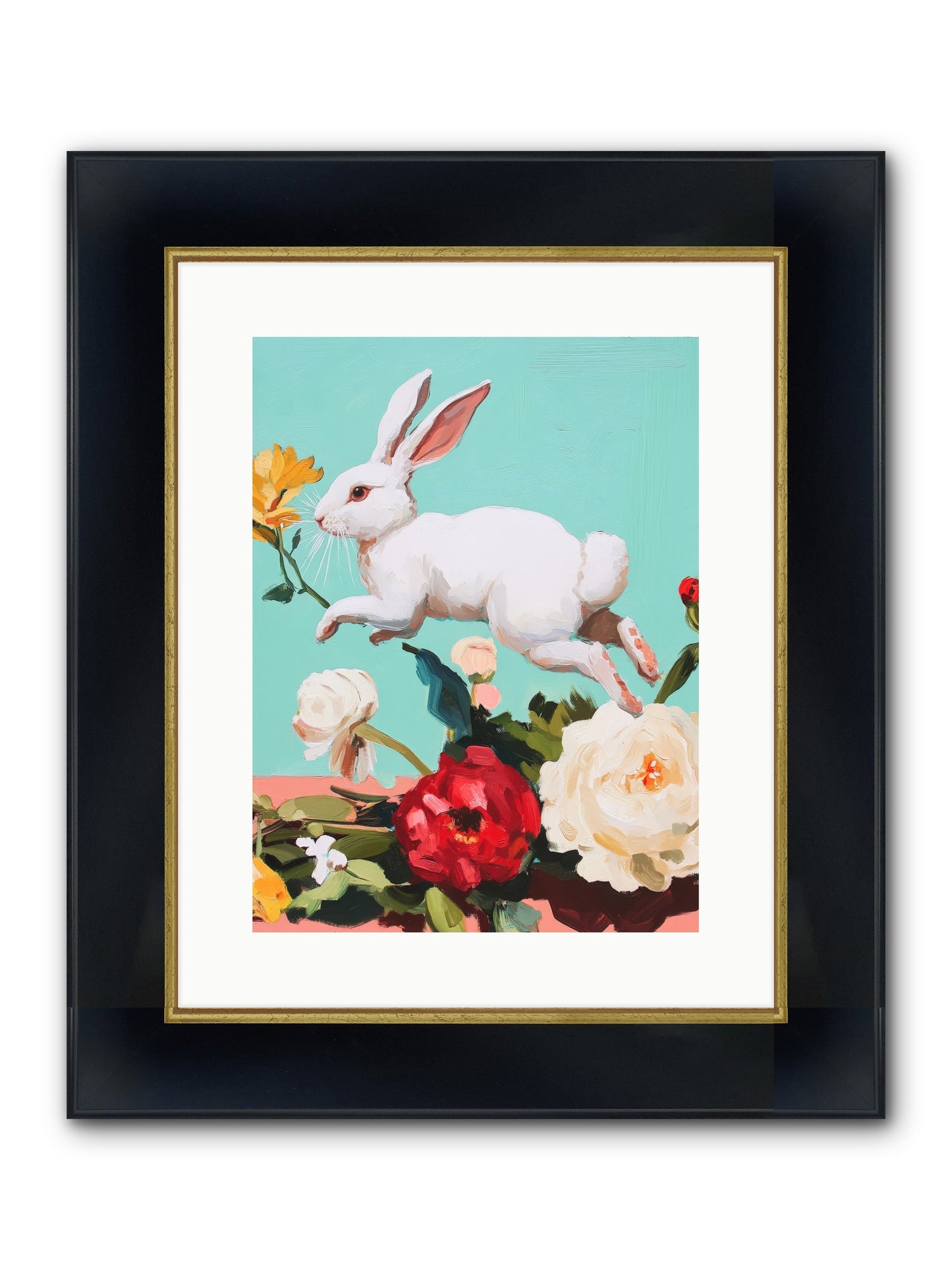 Garden Frolic No.2 Framed Print - Wide Black w/Gold 12x16