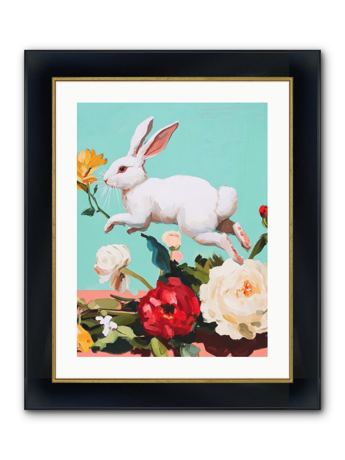Garden Frolic No.2 Framed Print - Wide Black w/Gold 18x24