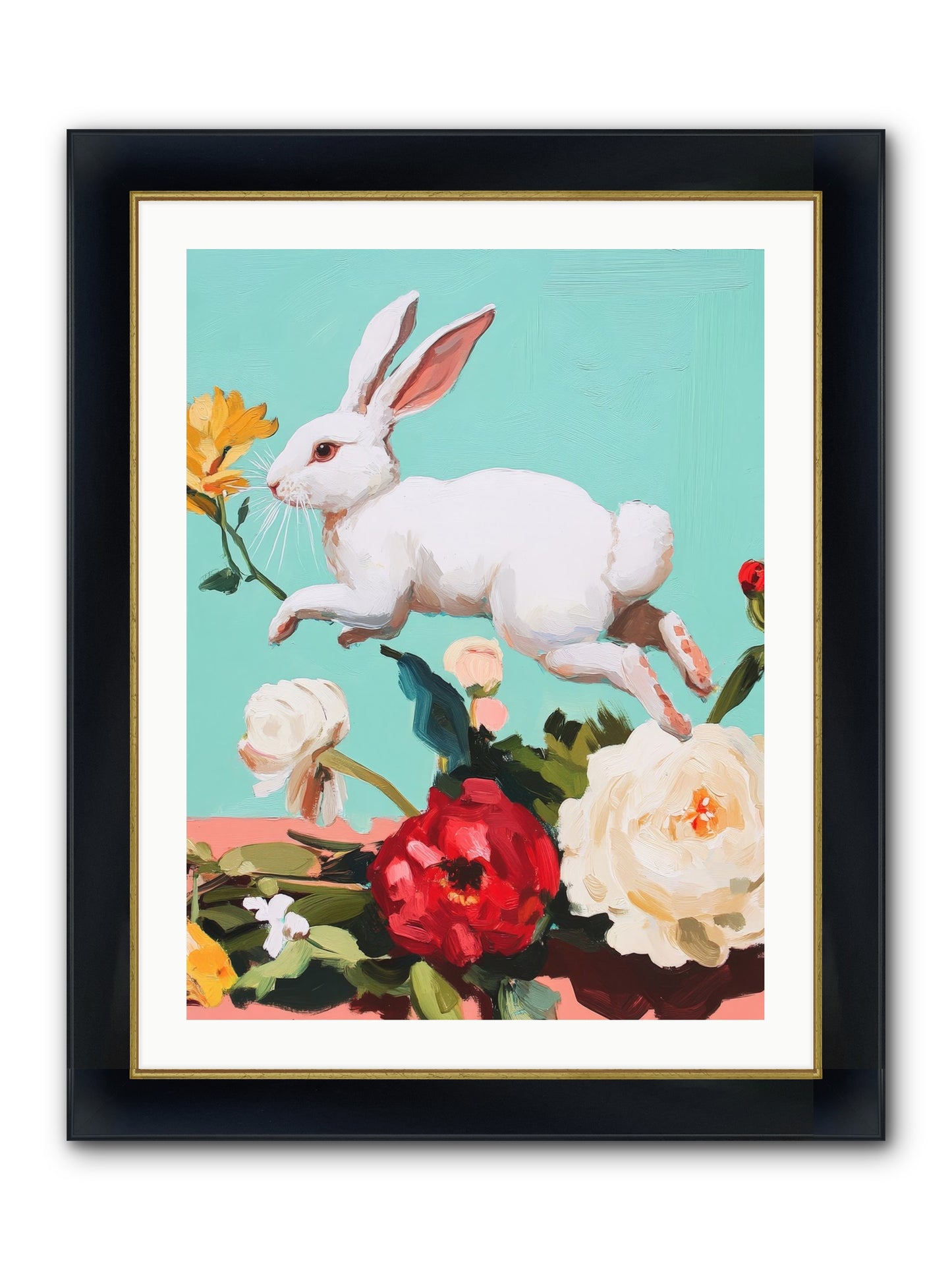 Garden Frolic No.2 Framed Print - Wide Black w/Gold 24x32