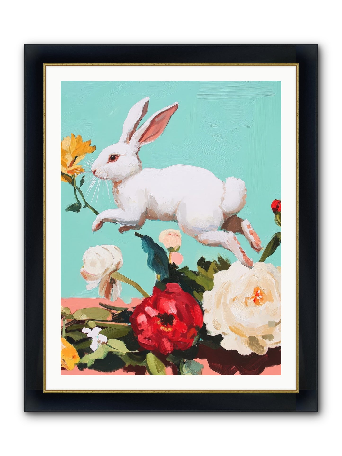 Garden Frolic No.2 Framed Print - Wide Black w/Gold 30x40