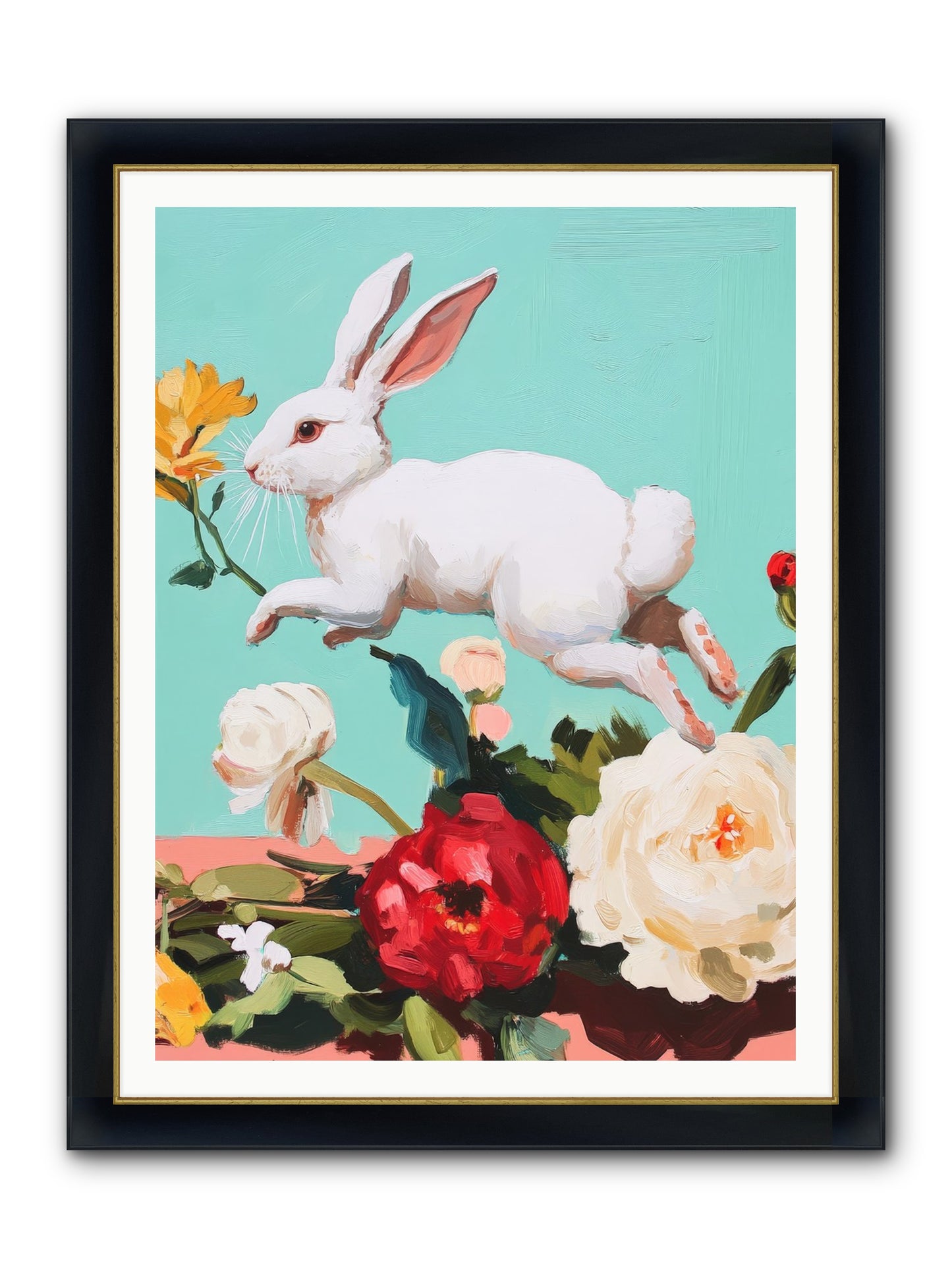 Garden Frolic No.2 Framed Print - Wide Black w/Gold 36x48