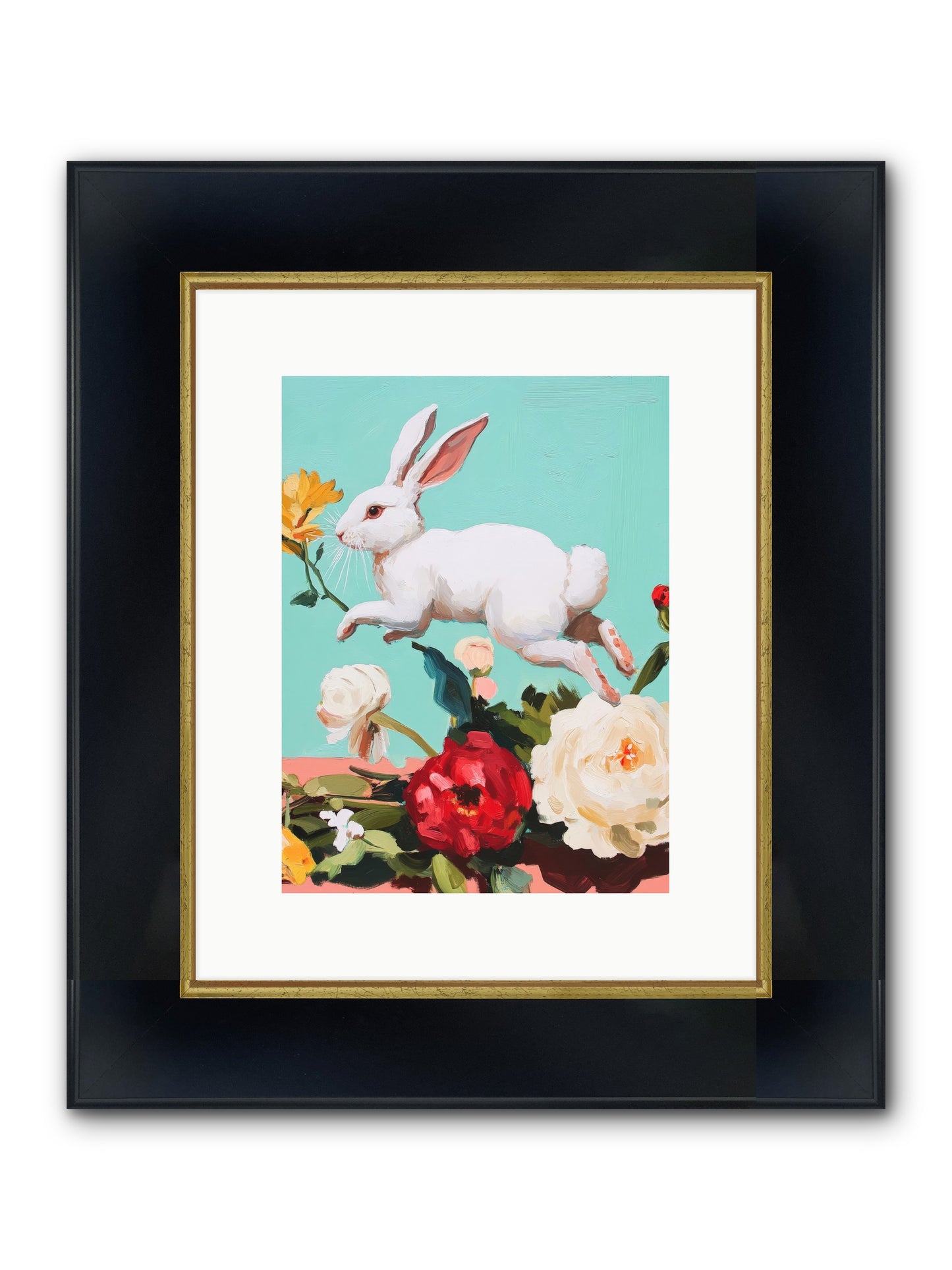 Garden Frolic No.2 Framed Print - Wide Black w/Gold 9x12