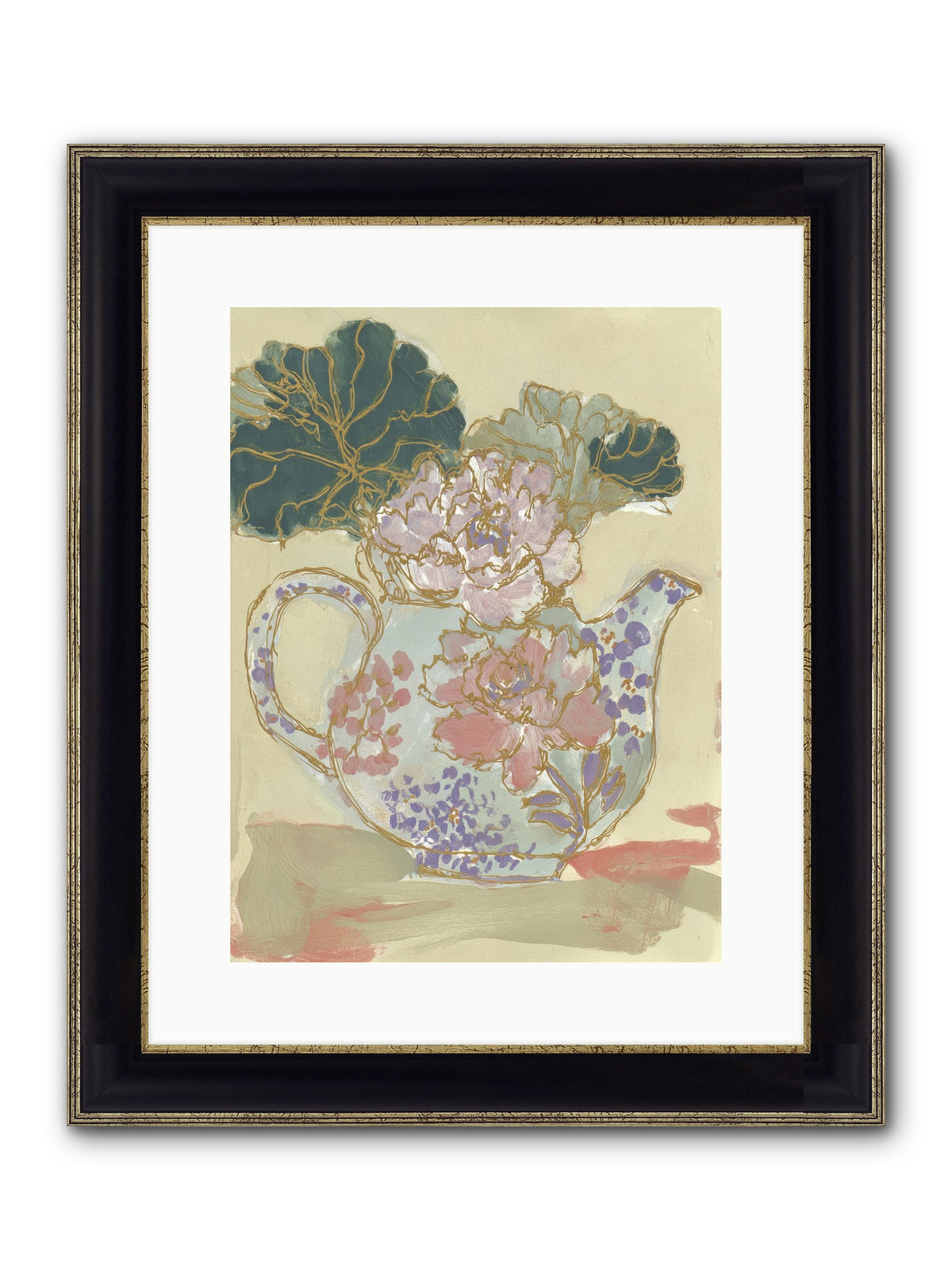 Garden Interludes No.1 Framed Print - Black & Gold 12x16