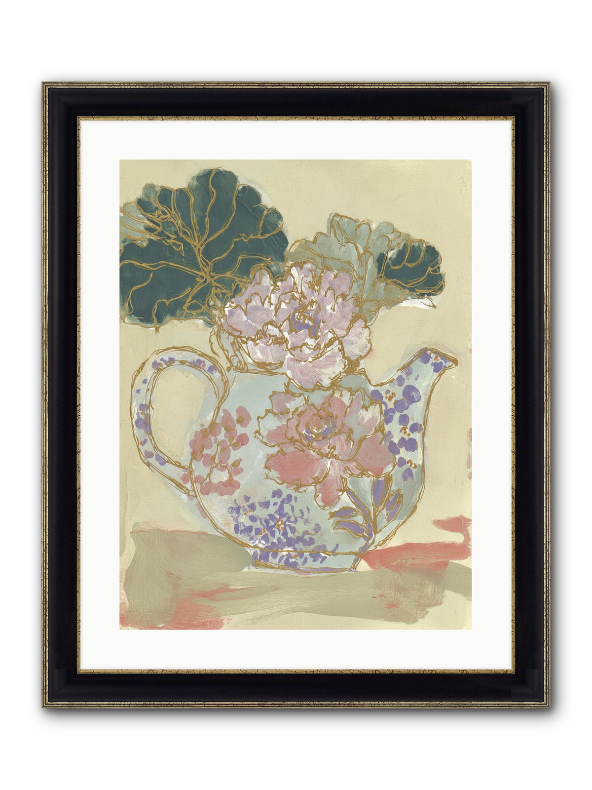 Garden Interludes No.1 Framed Print - Black & Gold 18x24