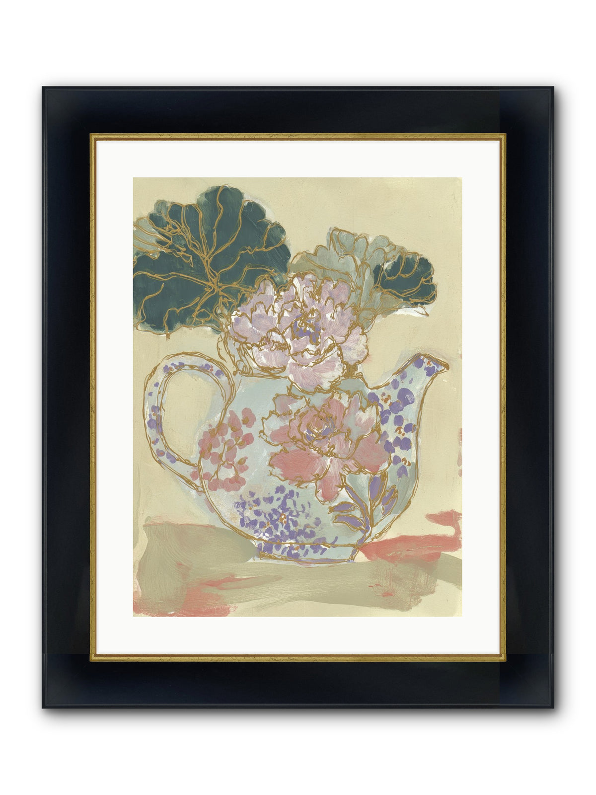 Garden Interludes No.1 Framed Print - Wide Black w/Gold 18x24