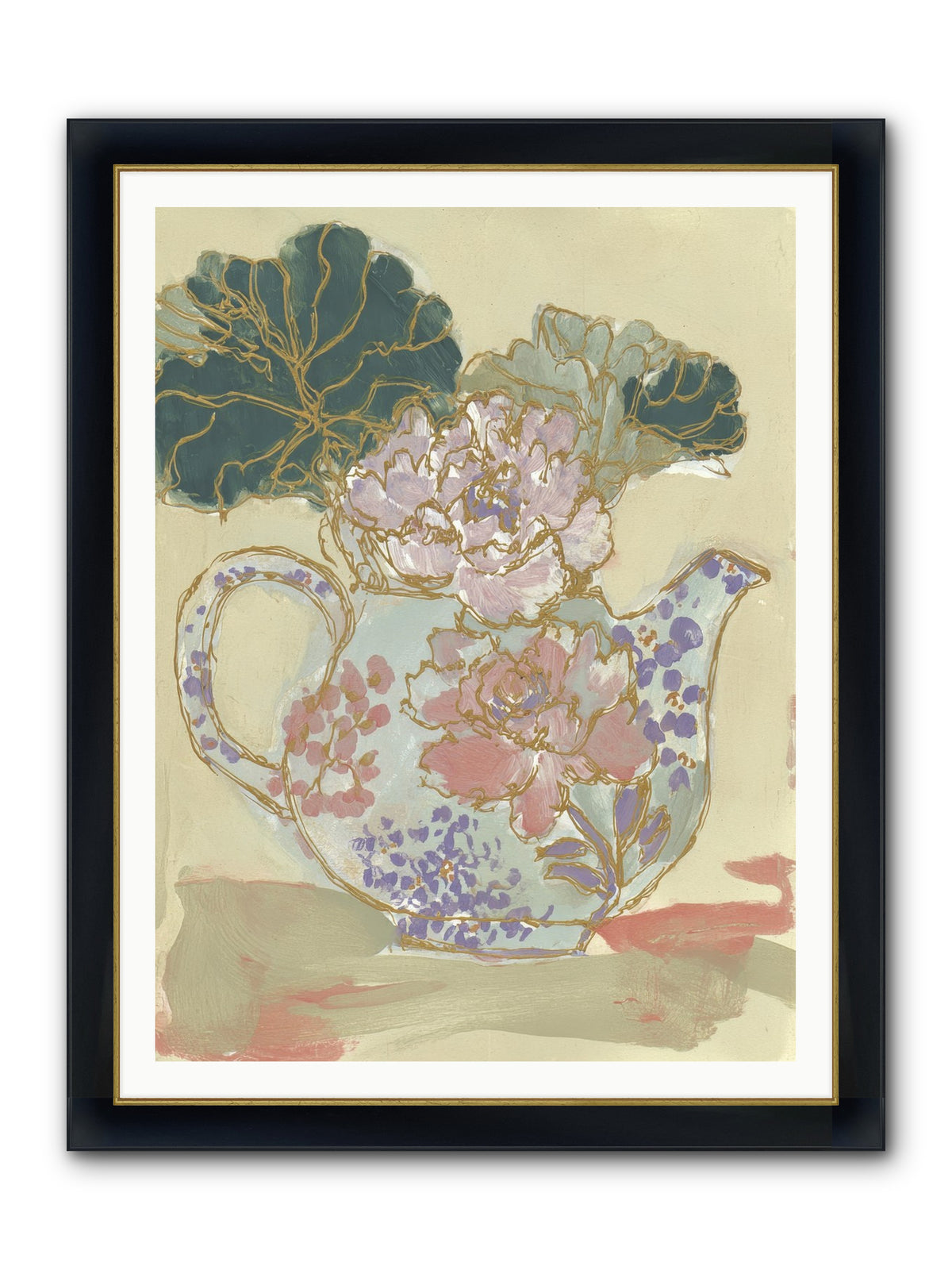 Garden Interludes No.1 Framed Print - Wide Black w/Gold 36x48