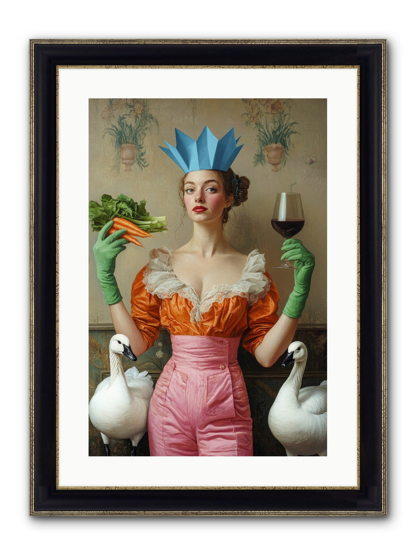 Garden Of Mad Delights Framed Print - Black & Gold 16x24