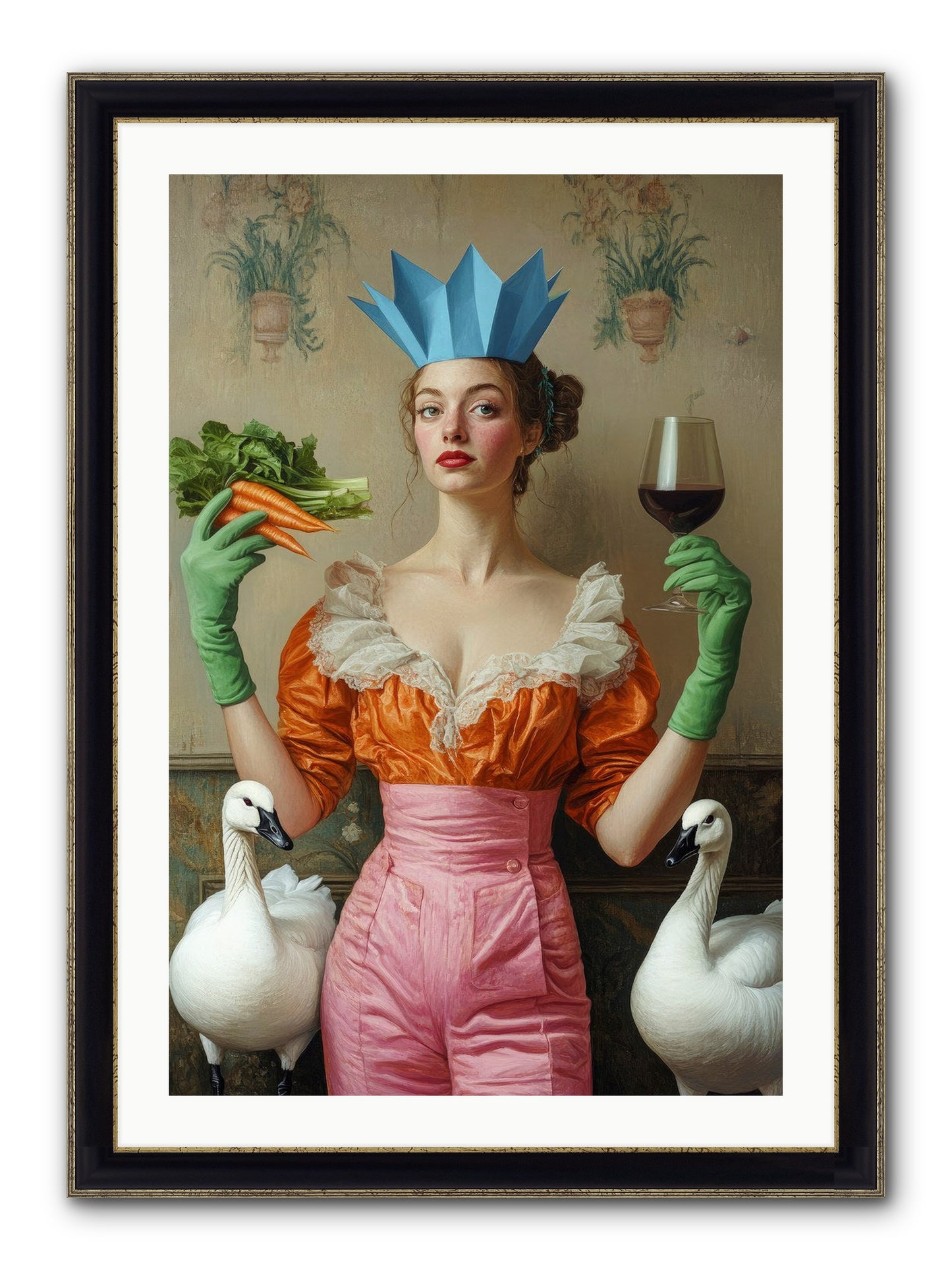 Garden Of Mad Delights Framed Print - Black & Gold 24x36
