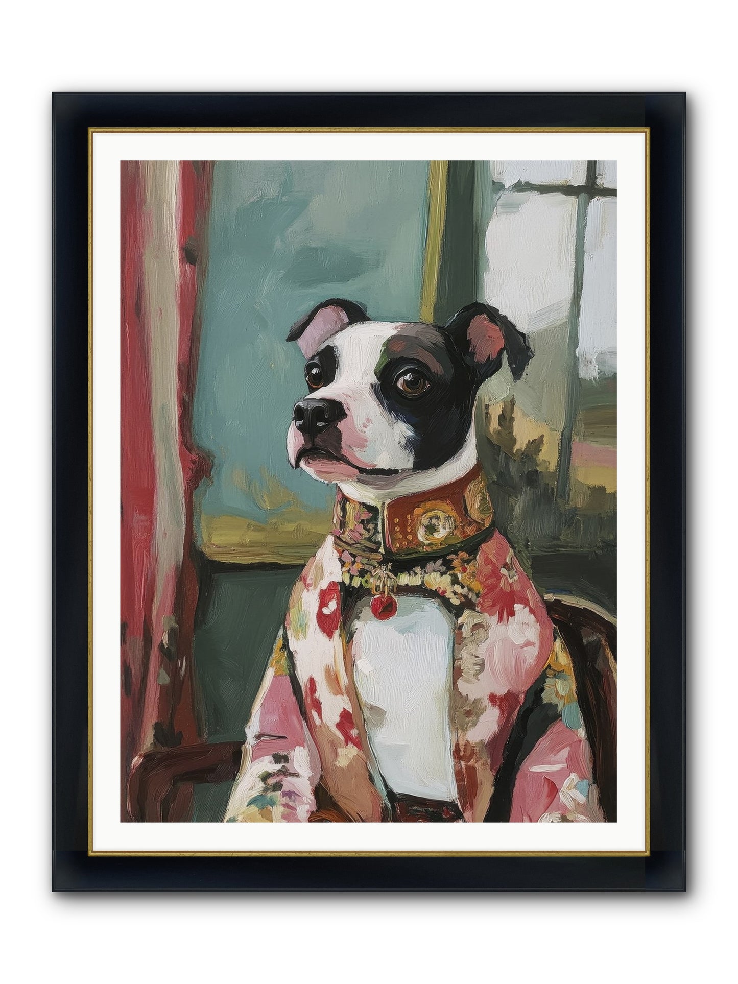 Garden Party Finery Framed Print - Wide Black w/Gold 36x48