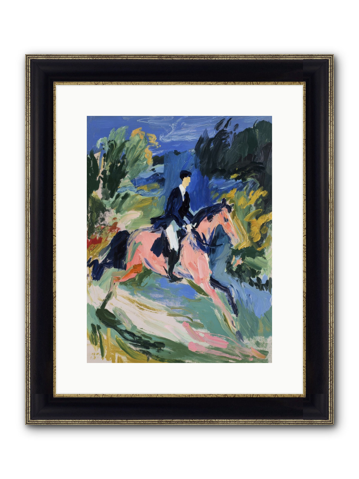 Garden Path Gallop Framed Print - Black & Gold 12x16