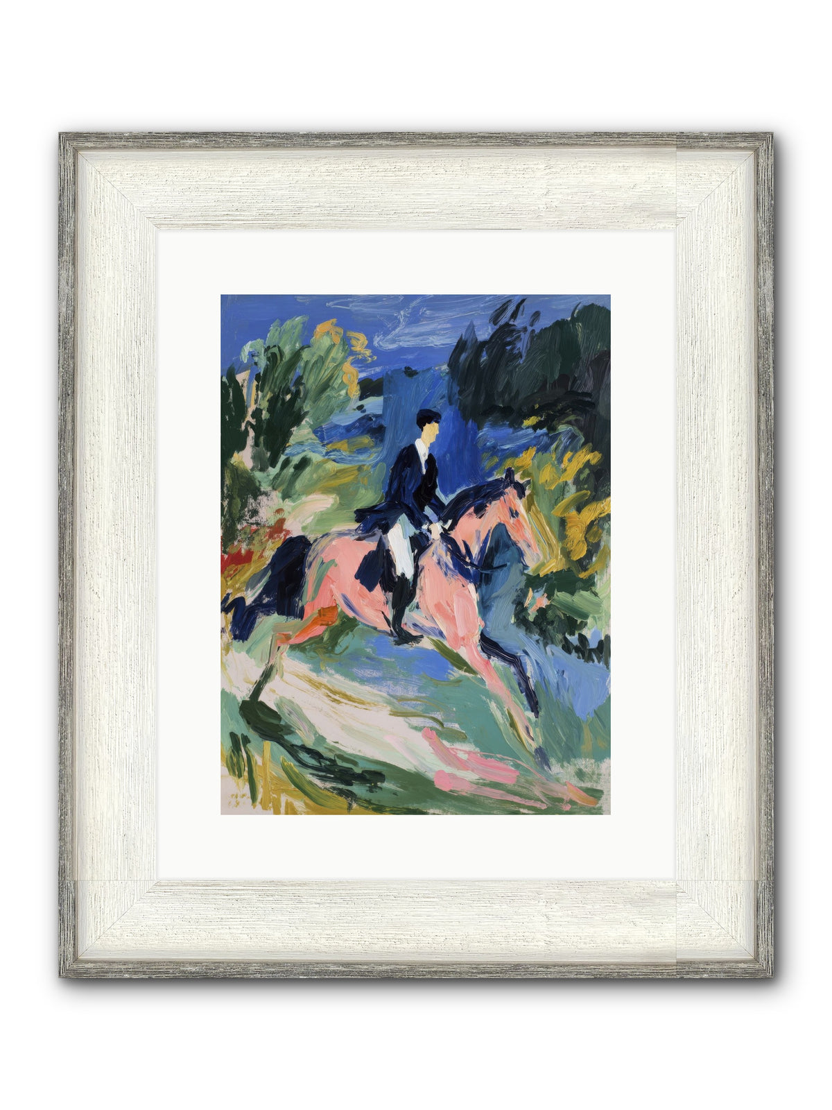 Garden Path Gallop Framed Print - Driftwood White 12x16