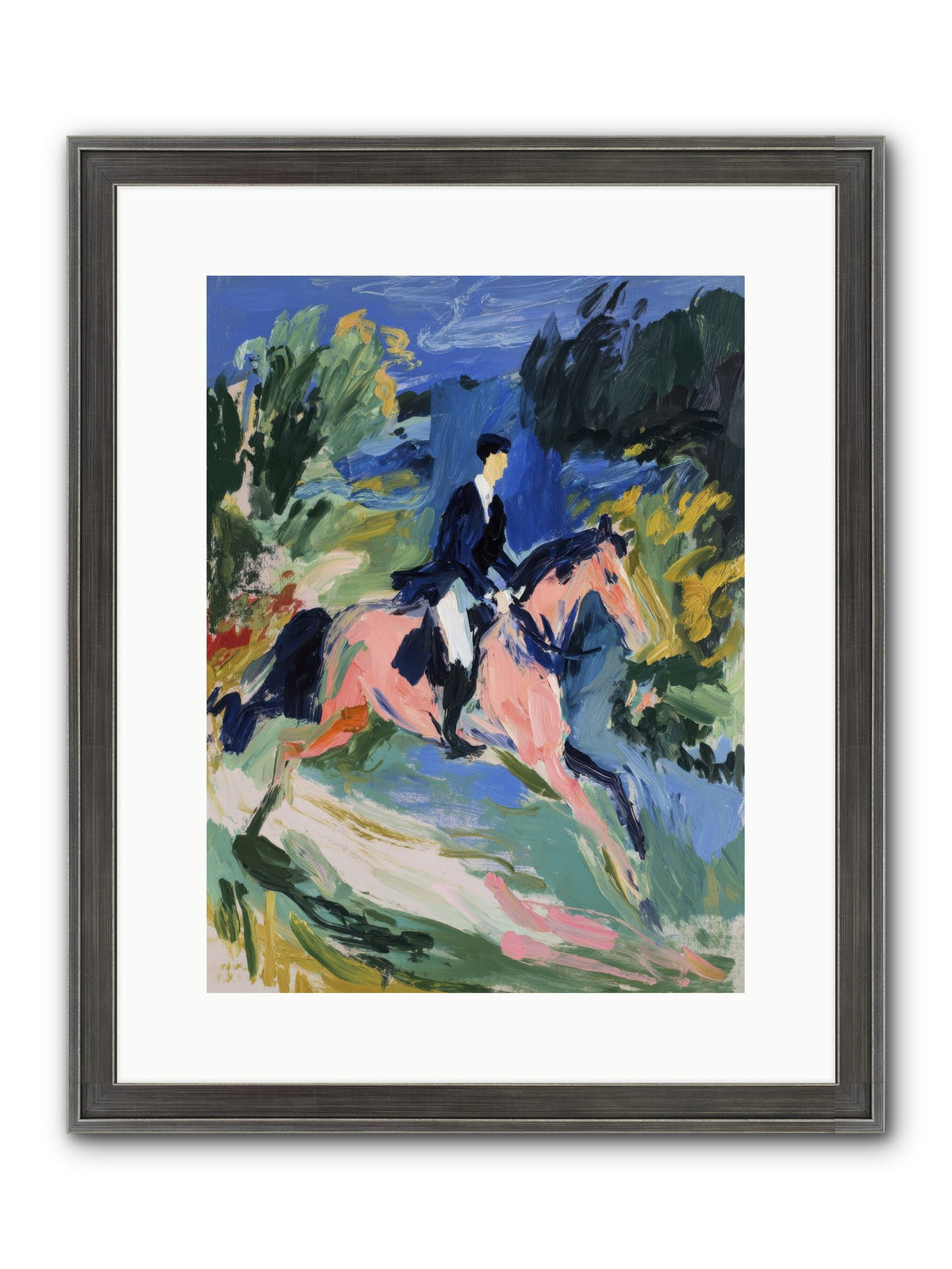 Garden Path Gallop Framed Print - Slimwoods Black/Silver 12x16