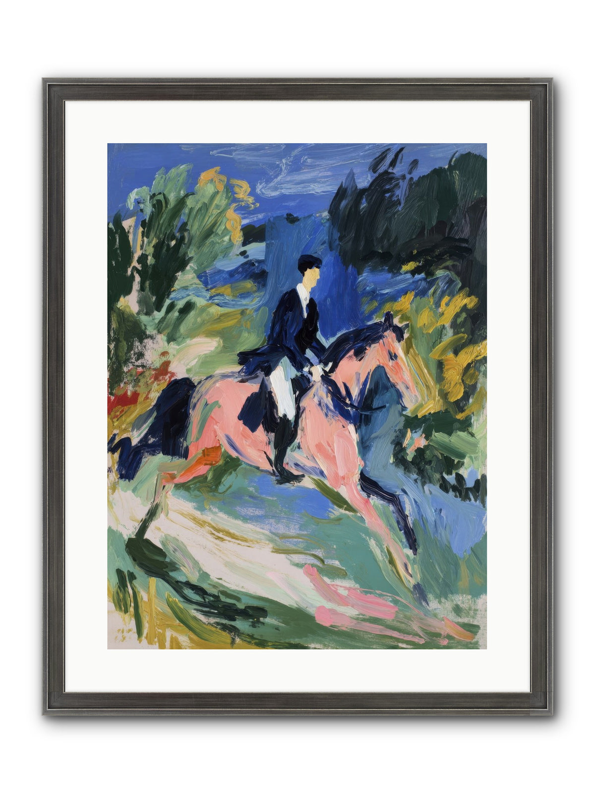 Garden Path Gallop Framed Print - Slimwoods Black/Silver 18x24