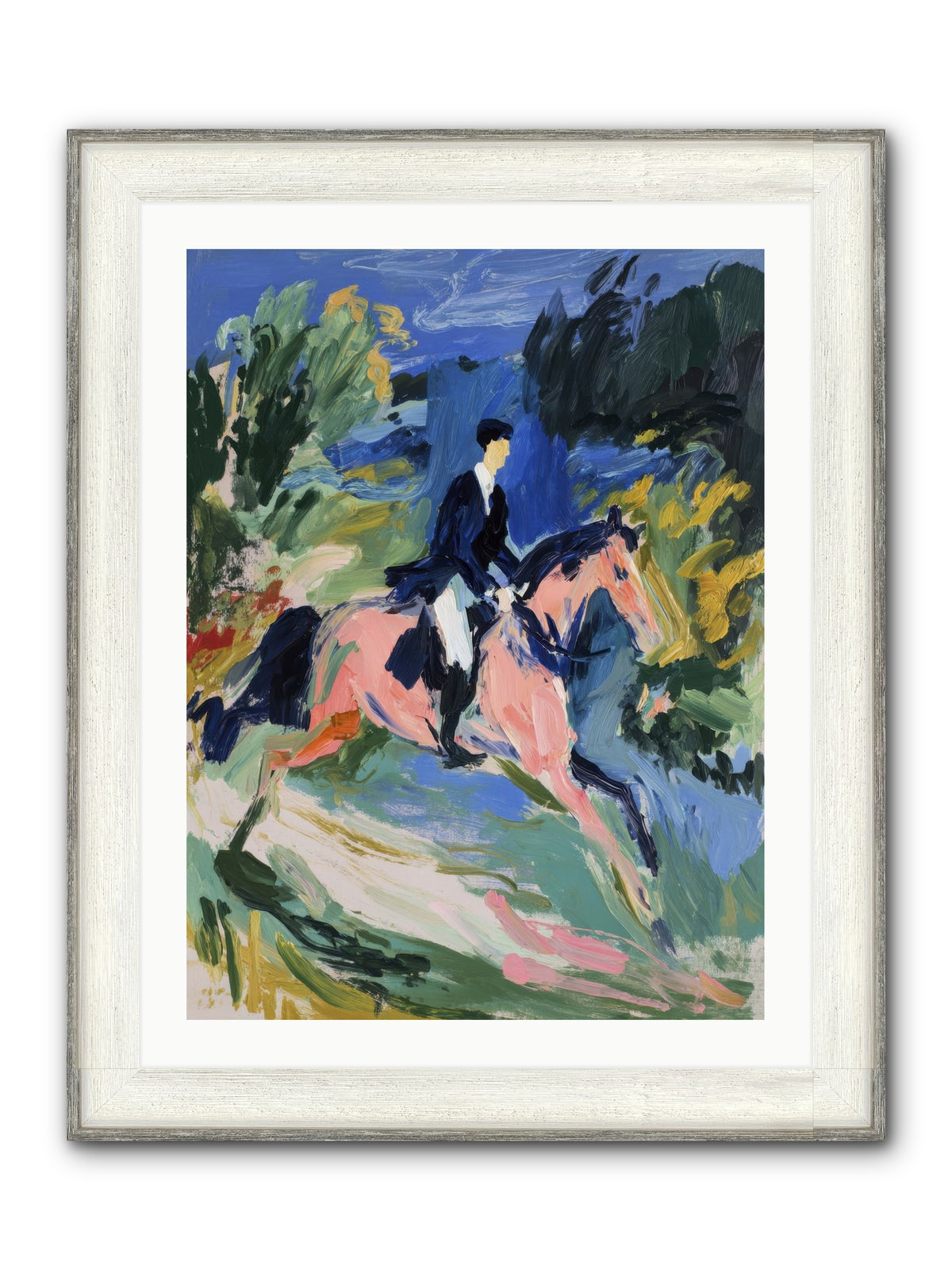 Garden Path Gallop Framed Print - Driftwood White 24x32