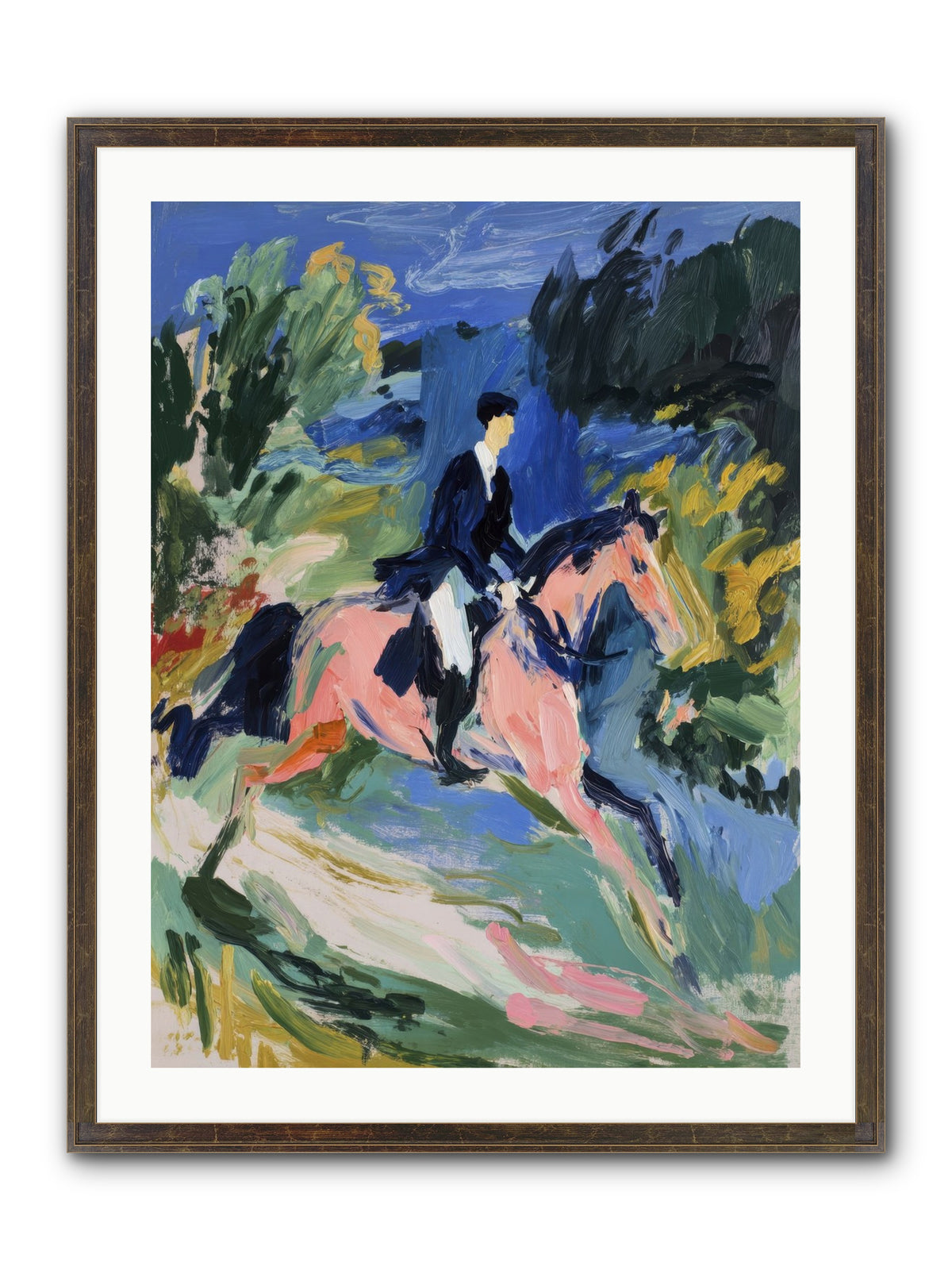 Garden Path Gallop Framed Print - Slimwoods Black/Gold 24x32