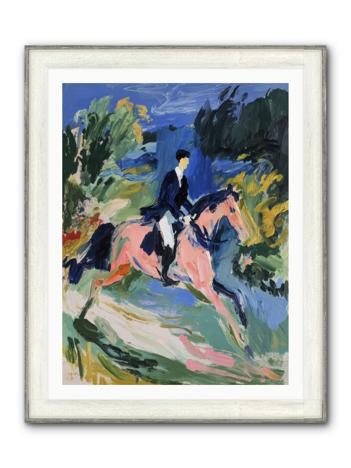 Garden Path Gallop Framed Print - Driftwood White 30x40