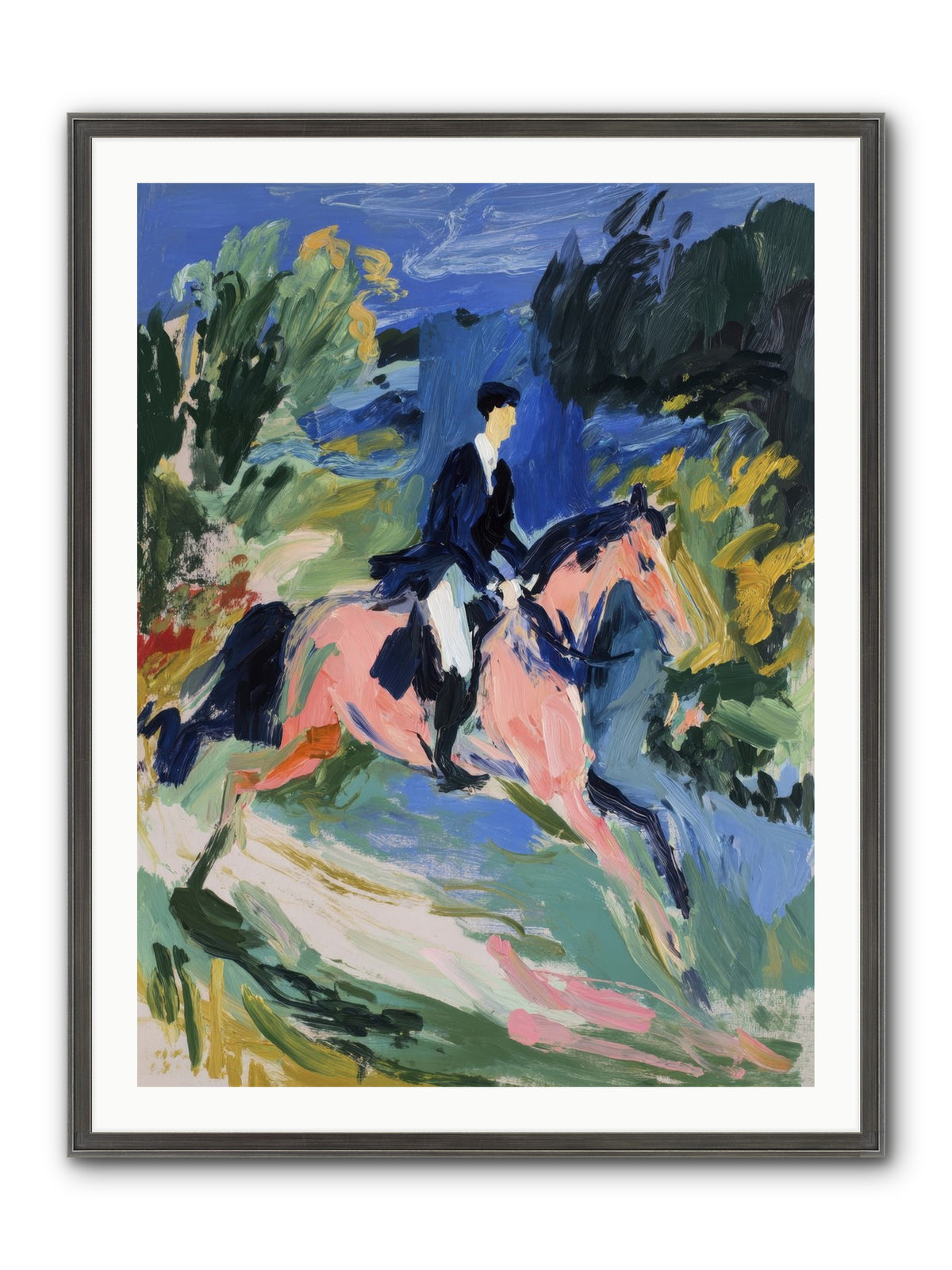 Garden Path Gallop Framed Print - Slimwoods Black/Silver 30x40