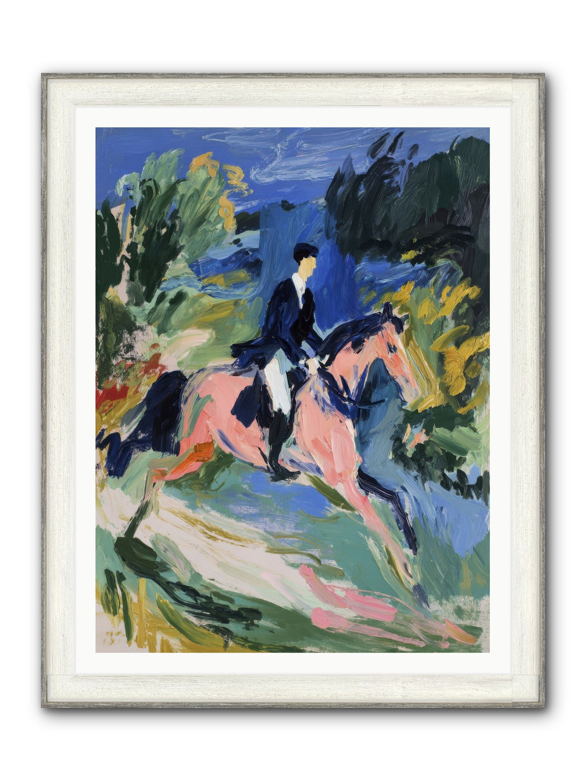 Garden Path Gallop Framed Print - Driftwood White 36x48