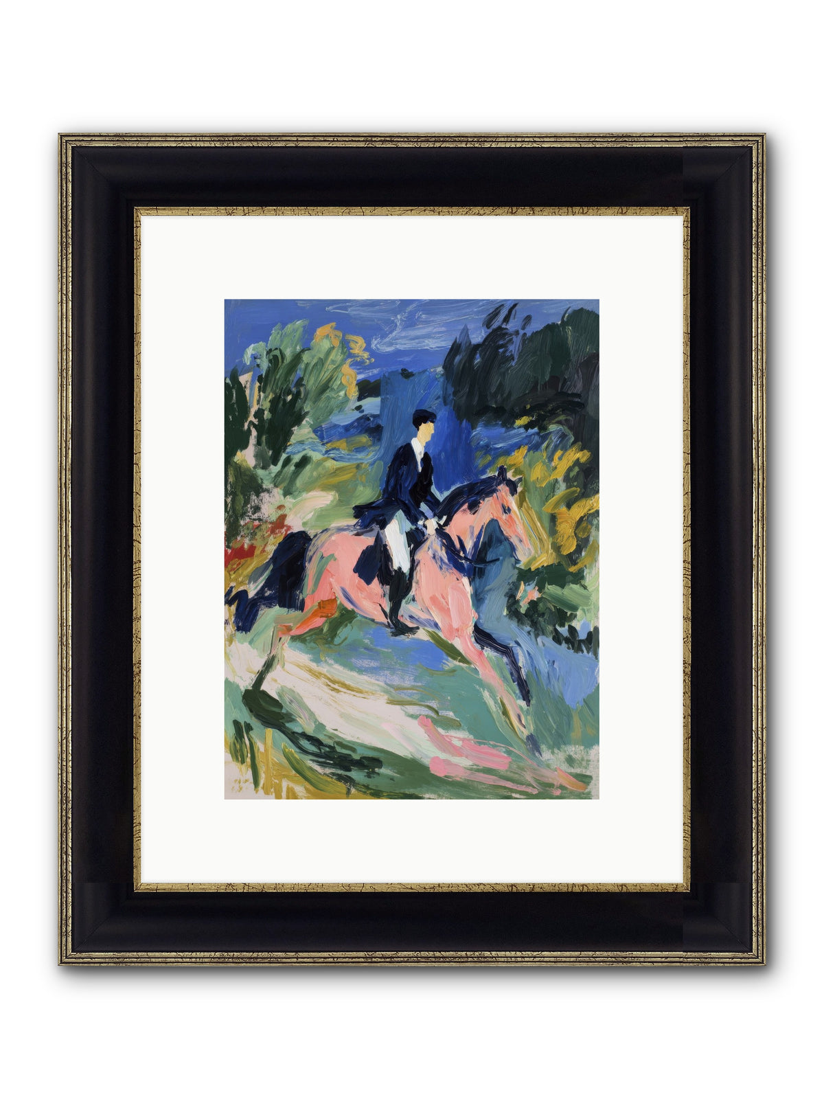 Garden Path Gallop Framed Print - Black & Gold 9x12