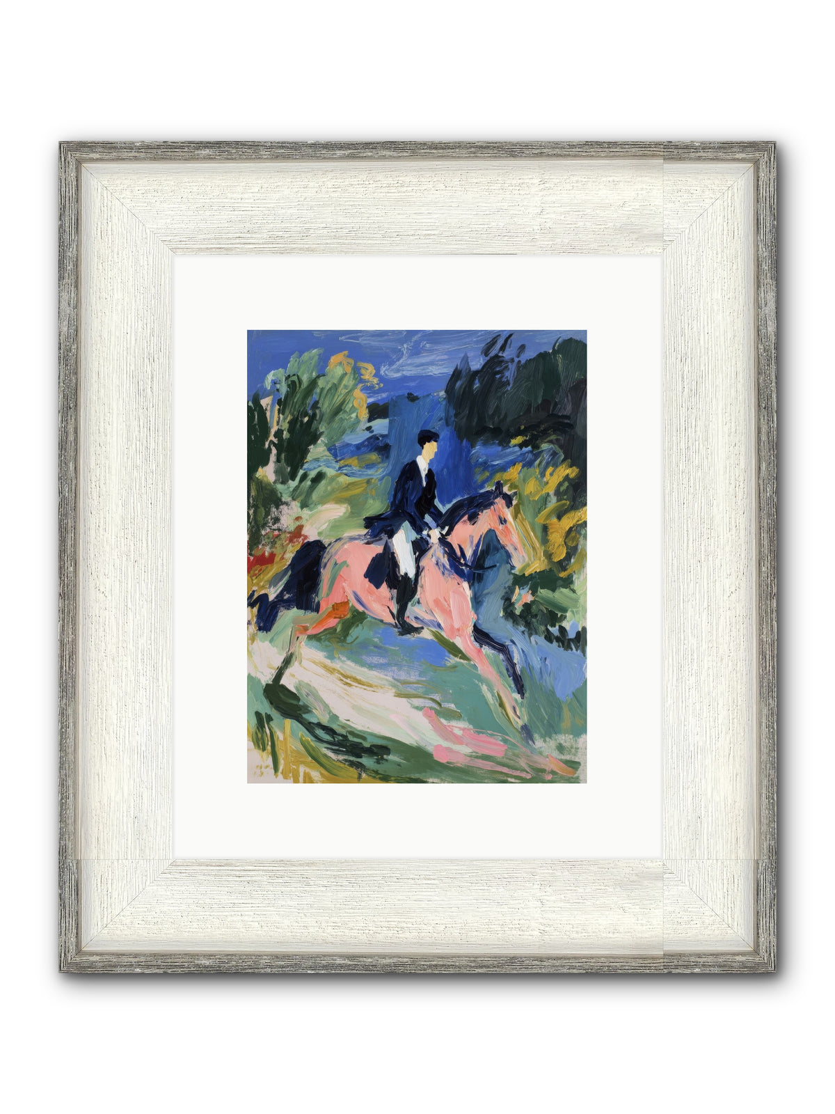Garden Path Gallop Framed Print - Driftwood White 9x12