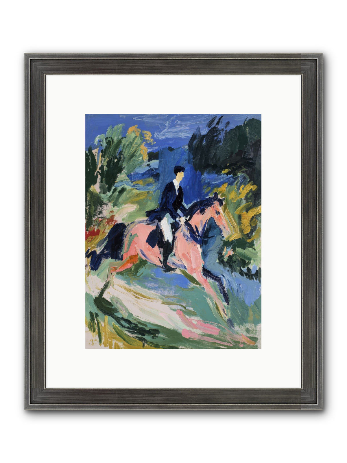 Garden Path Gallop Framed Print - Slimwoods Black/Silver 9x12