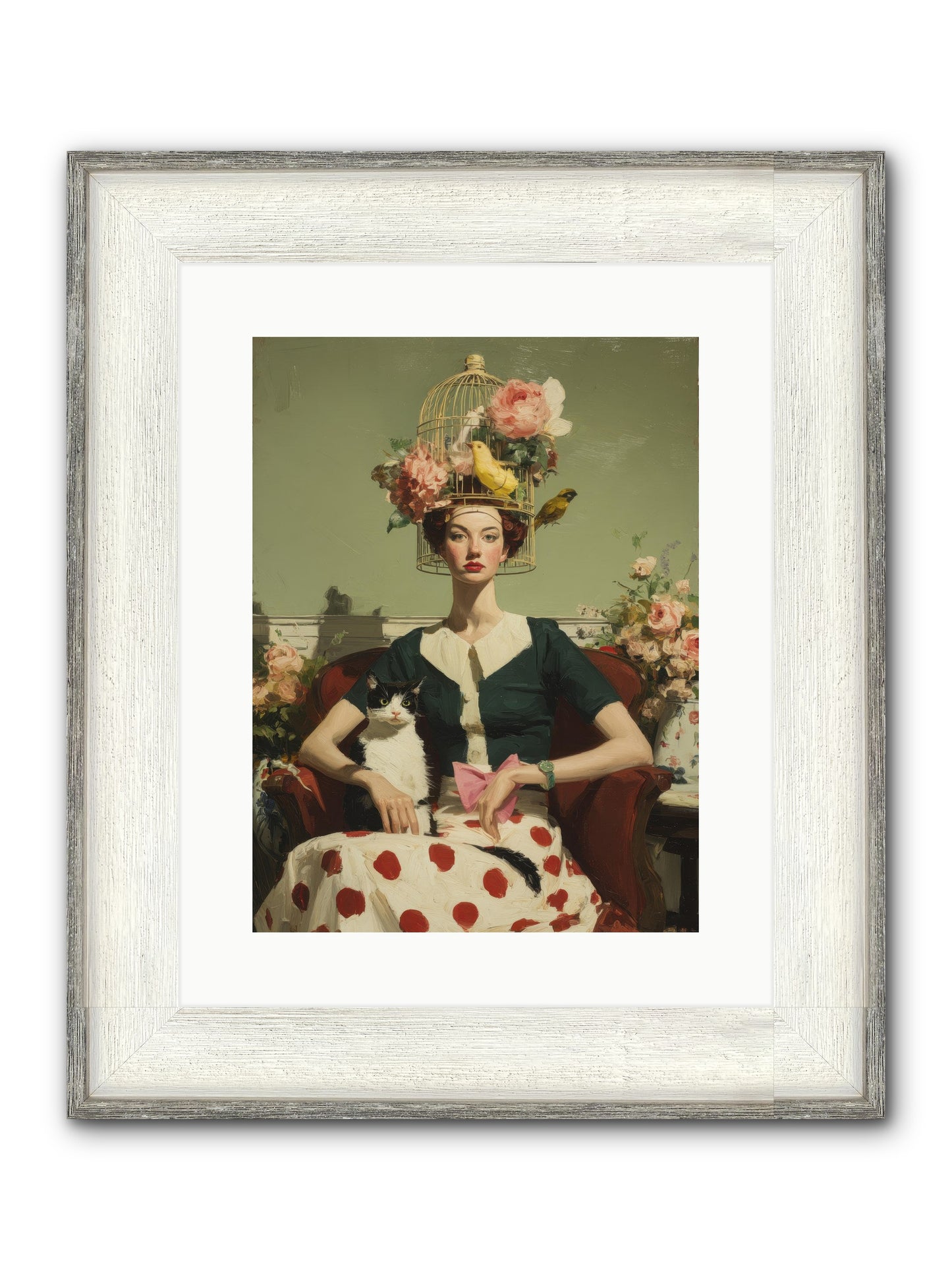 Gardenia & The Telephone Line Framed Print - Driftwood White 12x16