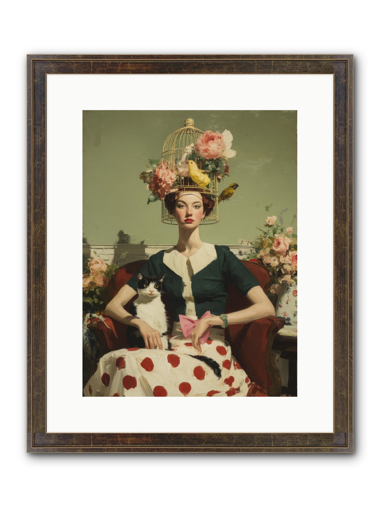 Gardenia & The Telephone Line Framed Print - Slimwoods Black/Gold 12x16