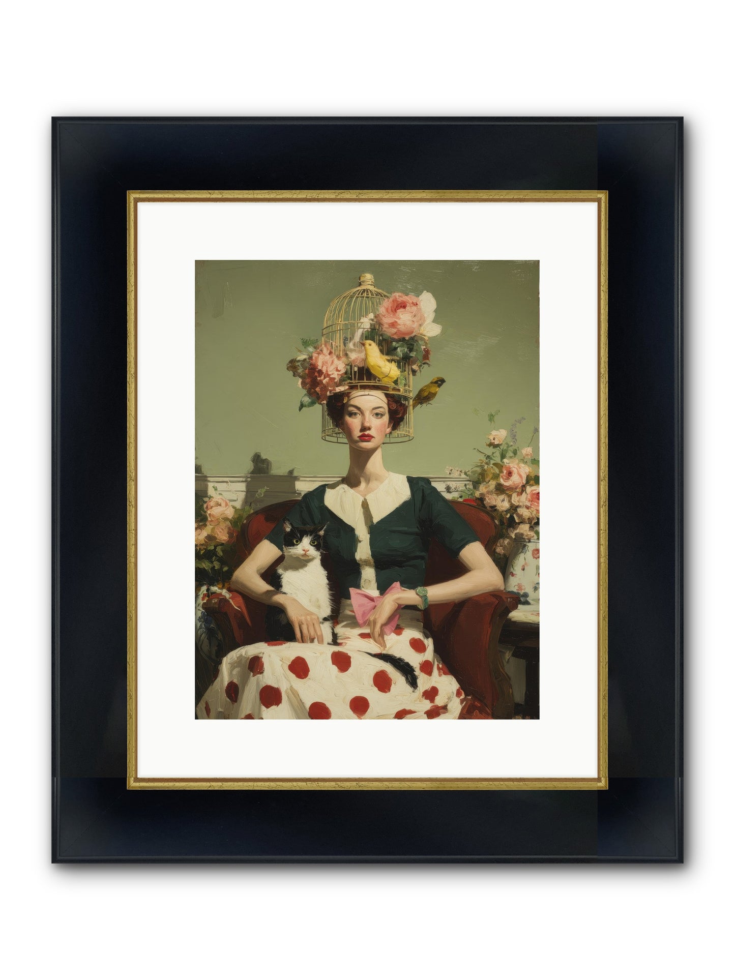 Gardenia & The Telephone Line Framed Print - Wide Black w/Gold 12x16