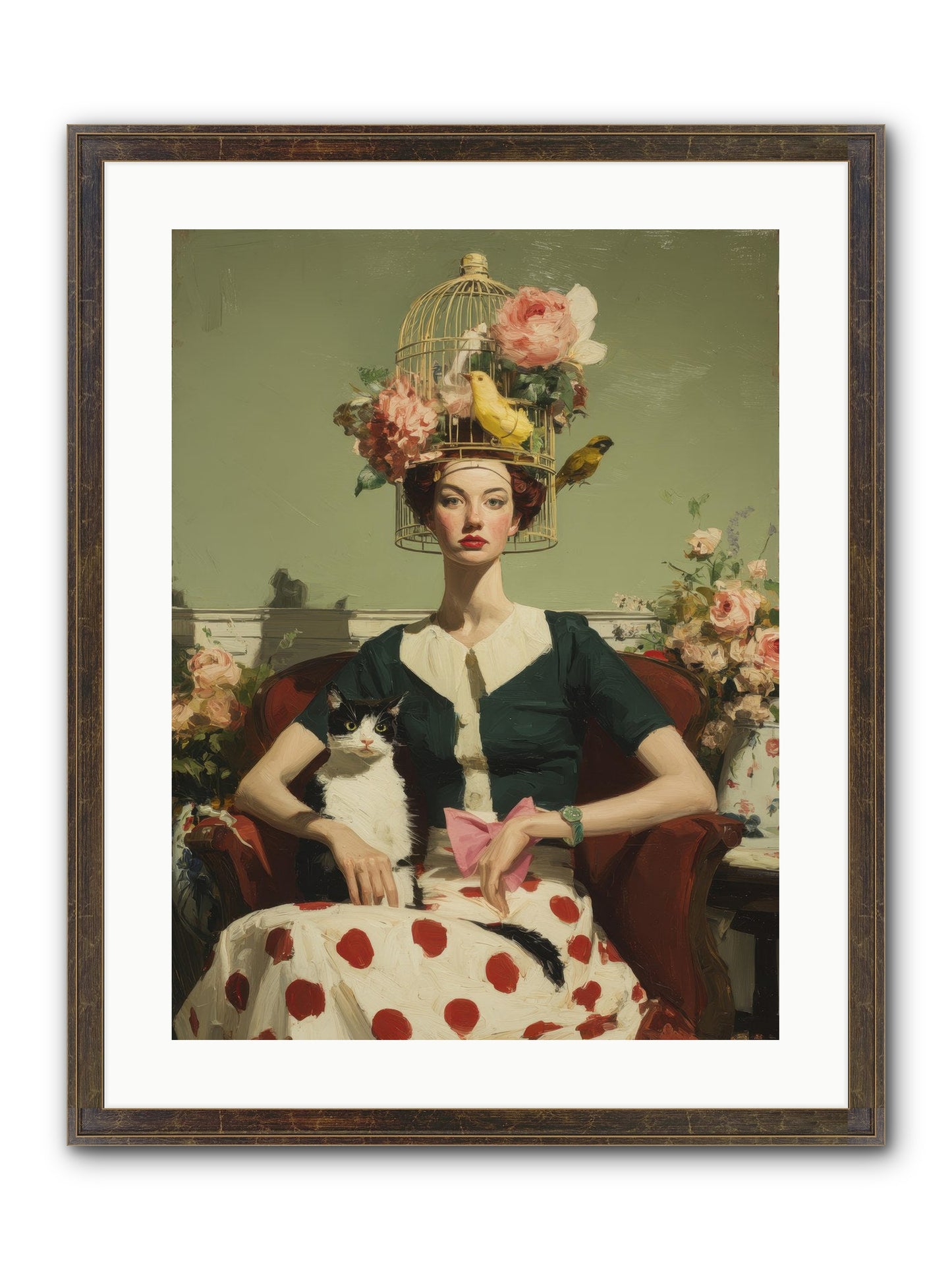 Gardenia & The Telephone Line Framed Print - Slimwoods Black/Gold 18x24