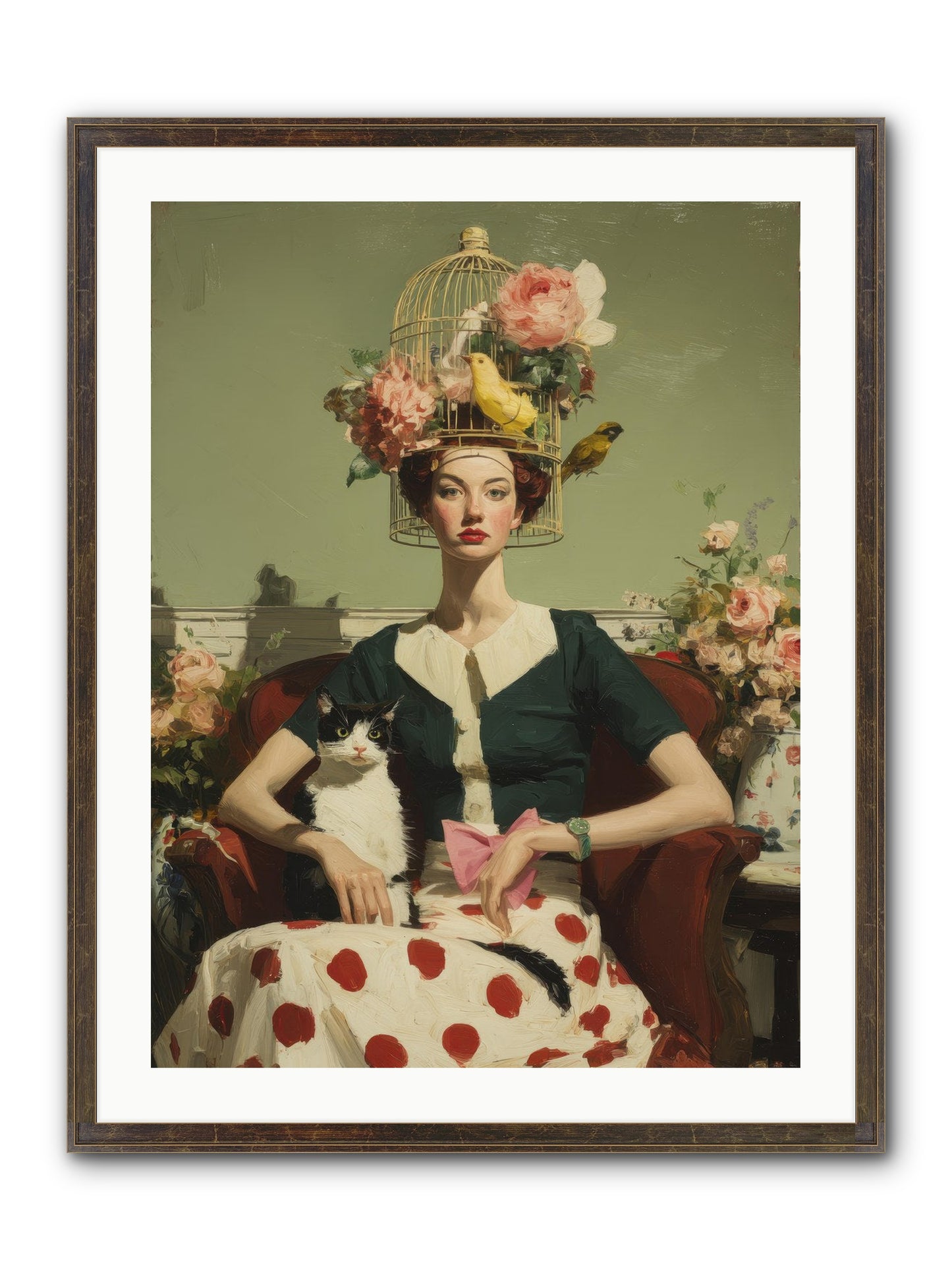 Gardenia & The Telephone Line Framed Print - Slimwoods Black/Gold 24x32