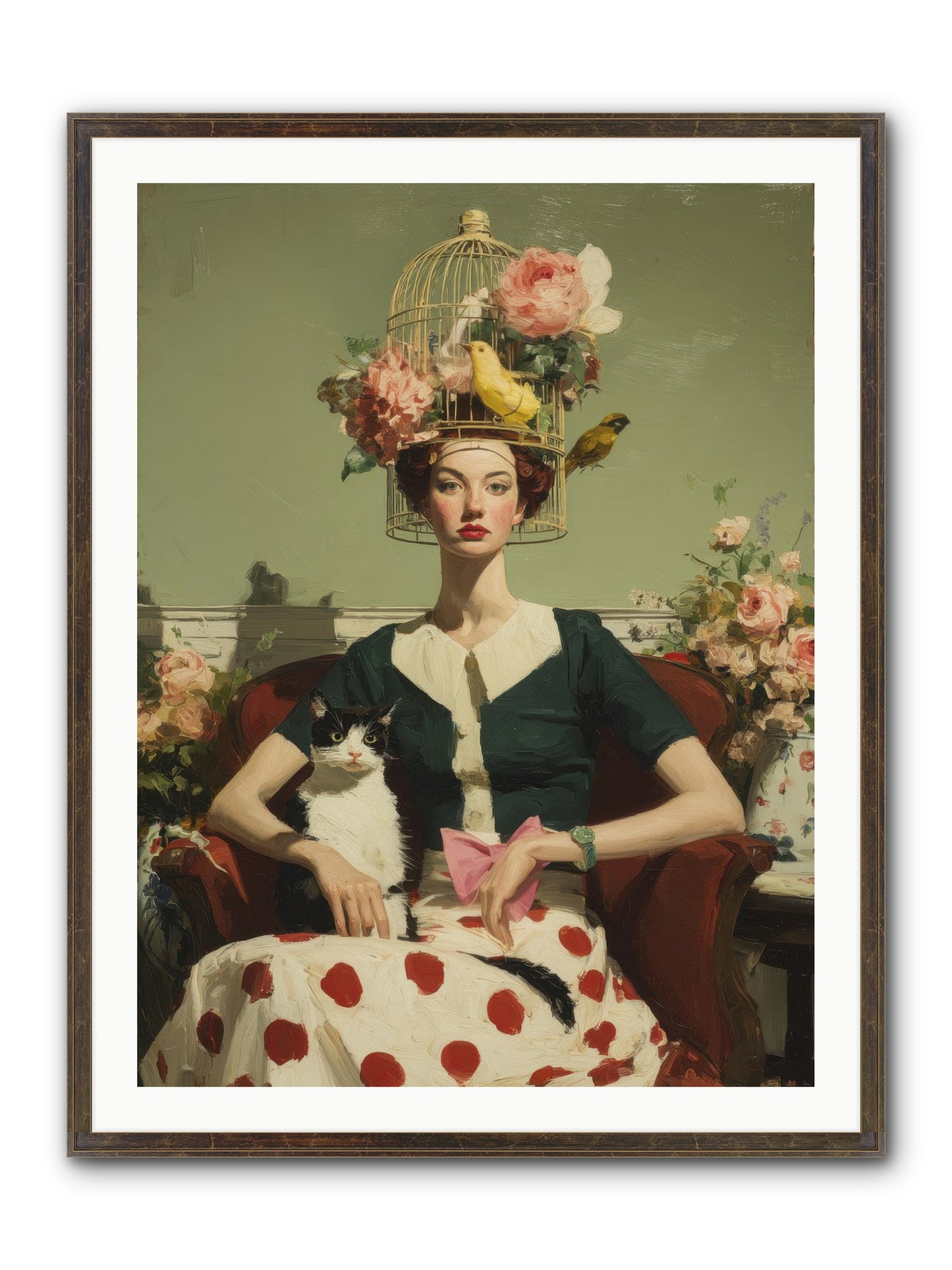 Gardenia & The Telephone Line Framed Print - Slimwoods Black/Gold 30x40