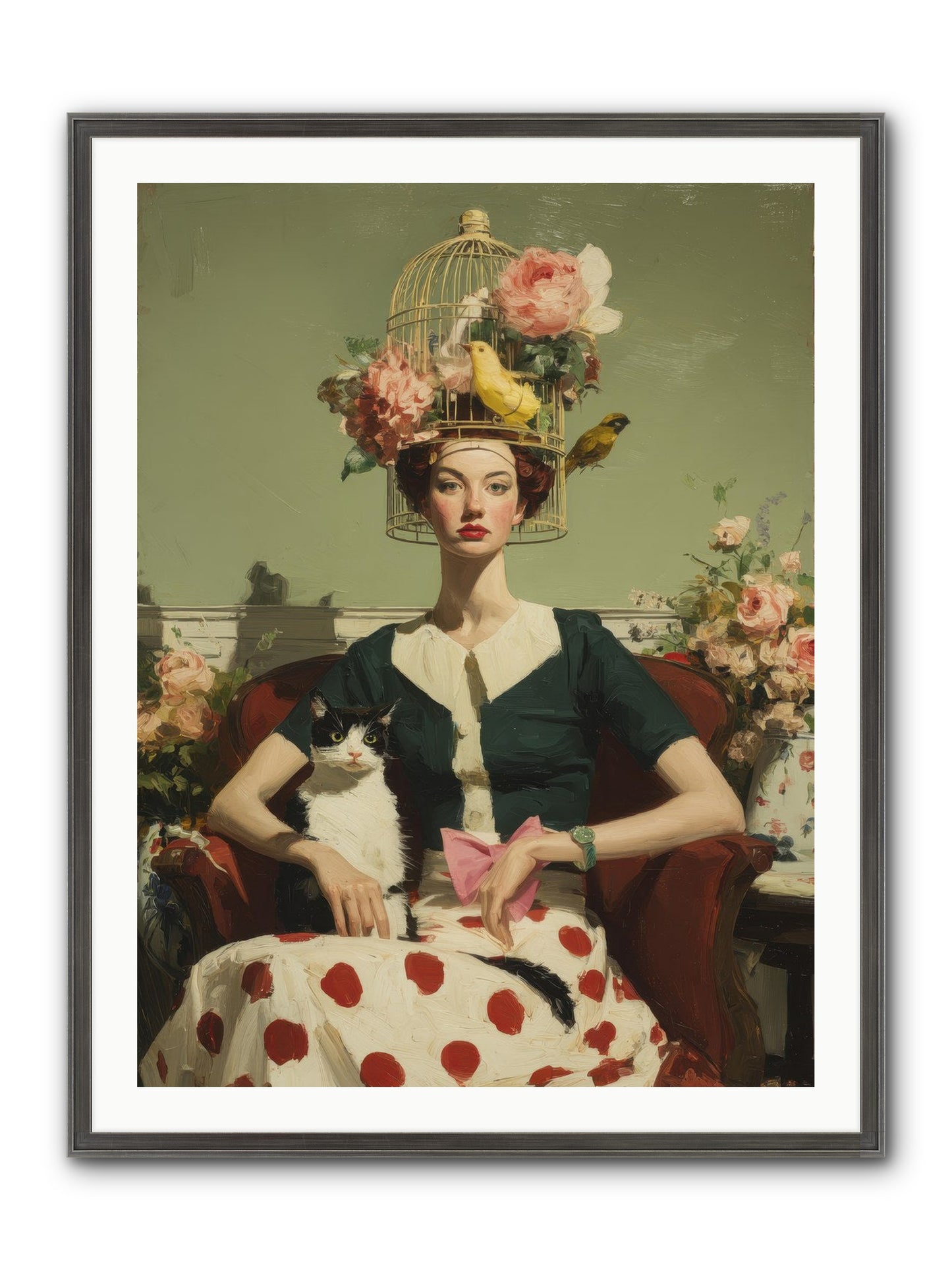 Gardenia & The Telephone Line Framed Print - Slimwoods Black/Silver 30x40