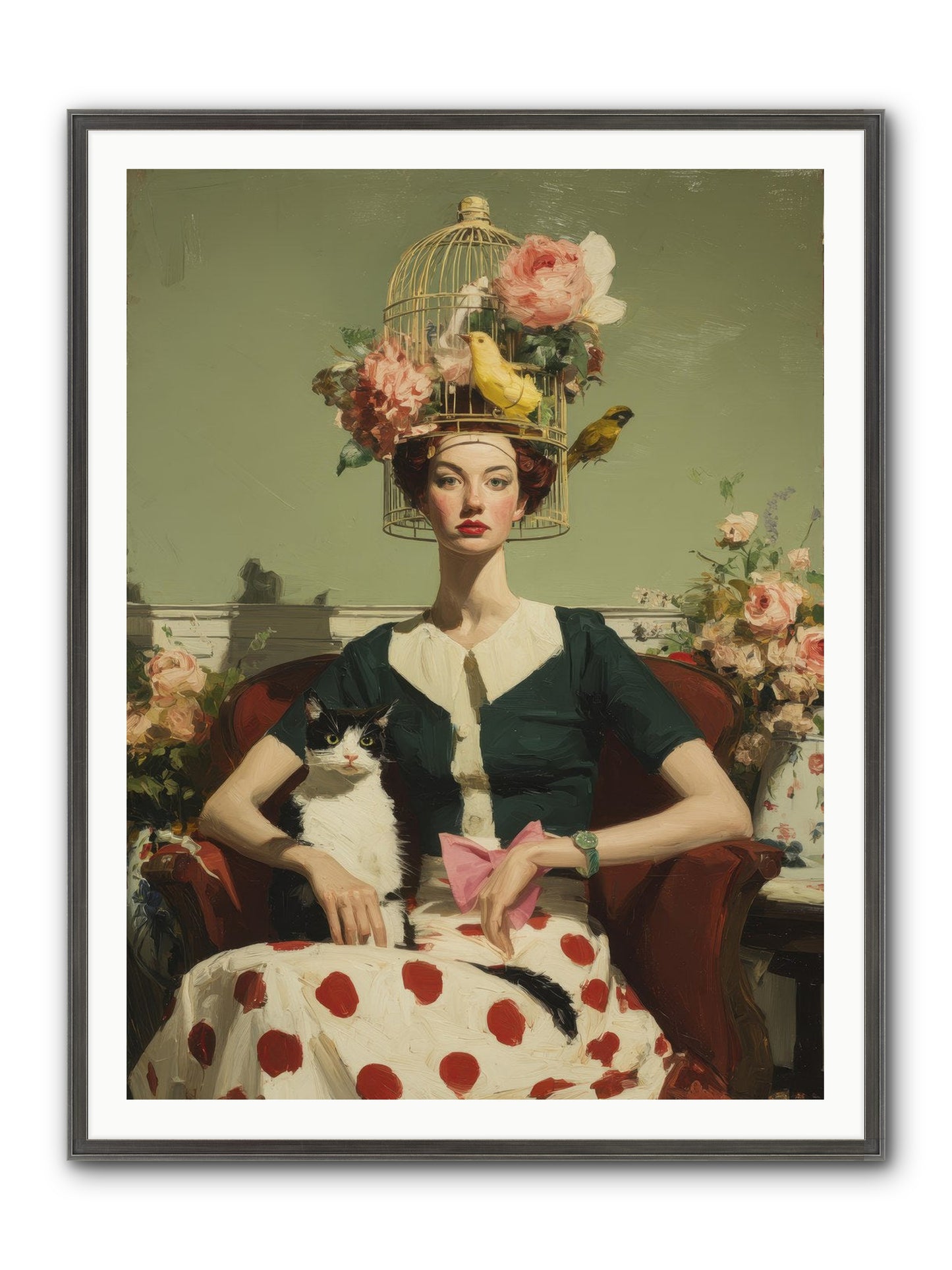 Gardenia & The Telephone Line Framed Print - Slimwoods Black/Silver 36x48