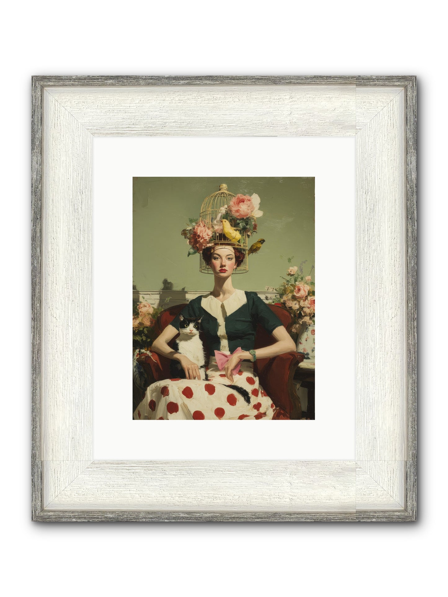 Gardenia & The Telephone Line Framed Print - Driftwood White 9x12