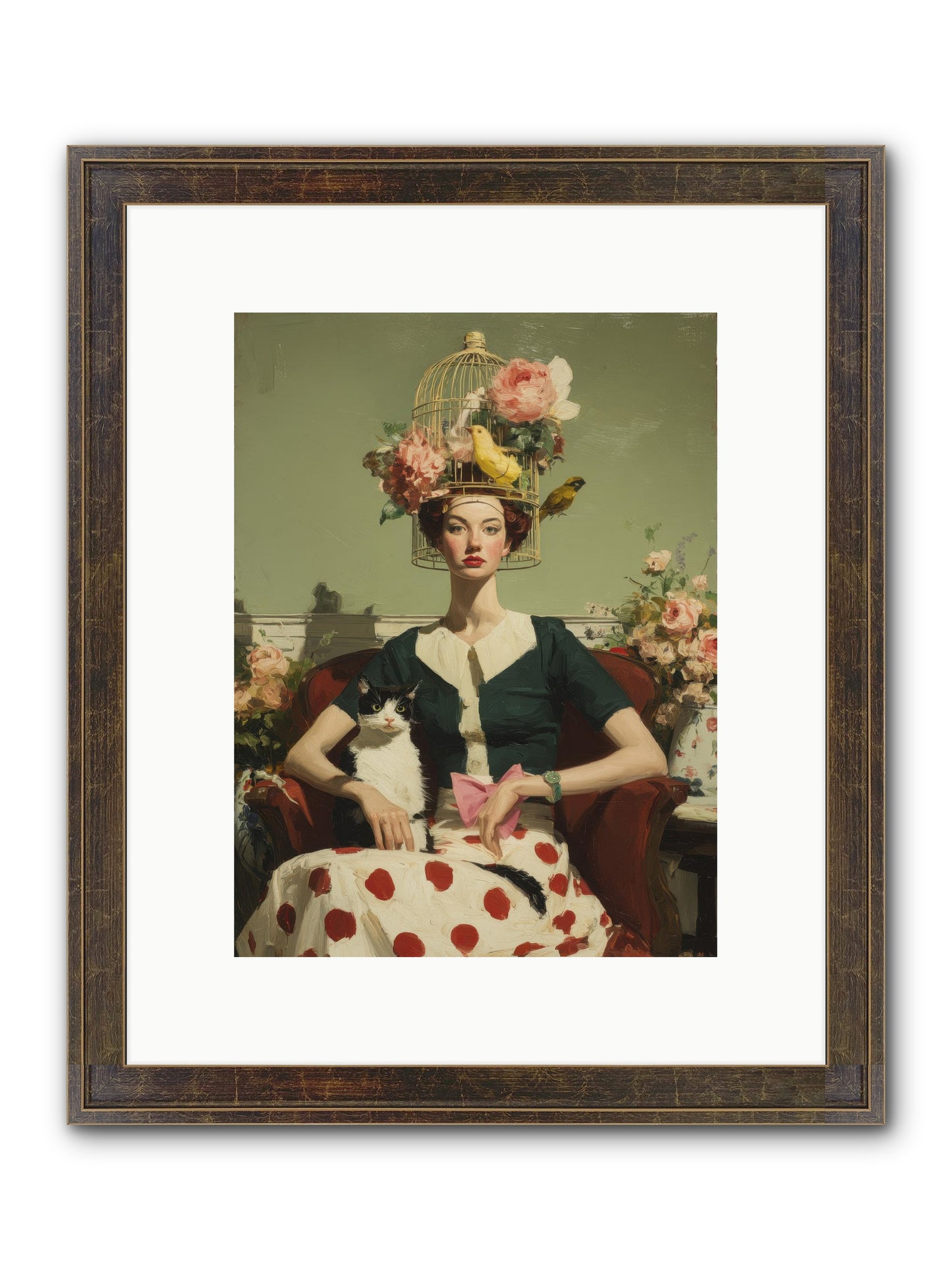 Gardenia & The Telephone Line Framed Print - Slimwoods Black/Gold 9x12