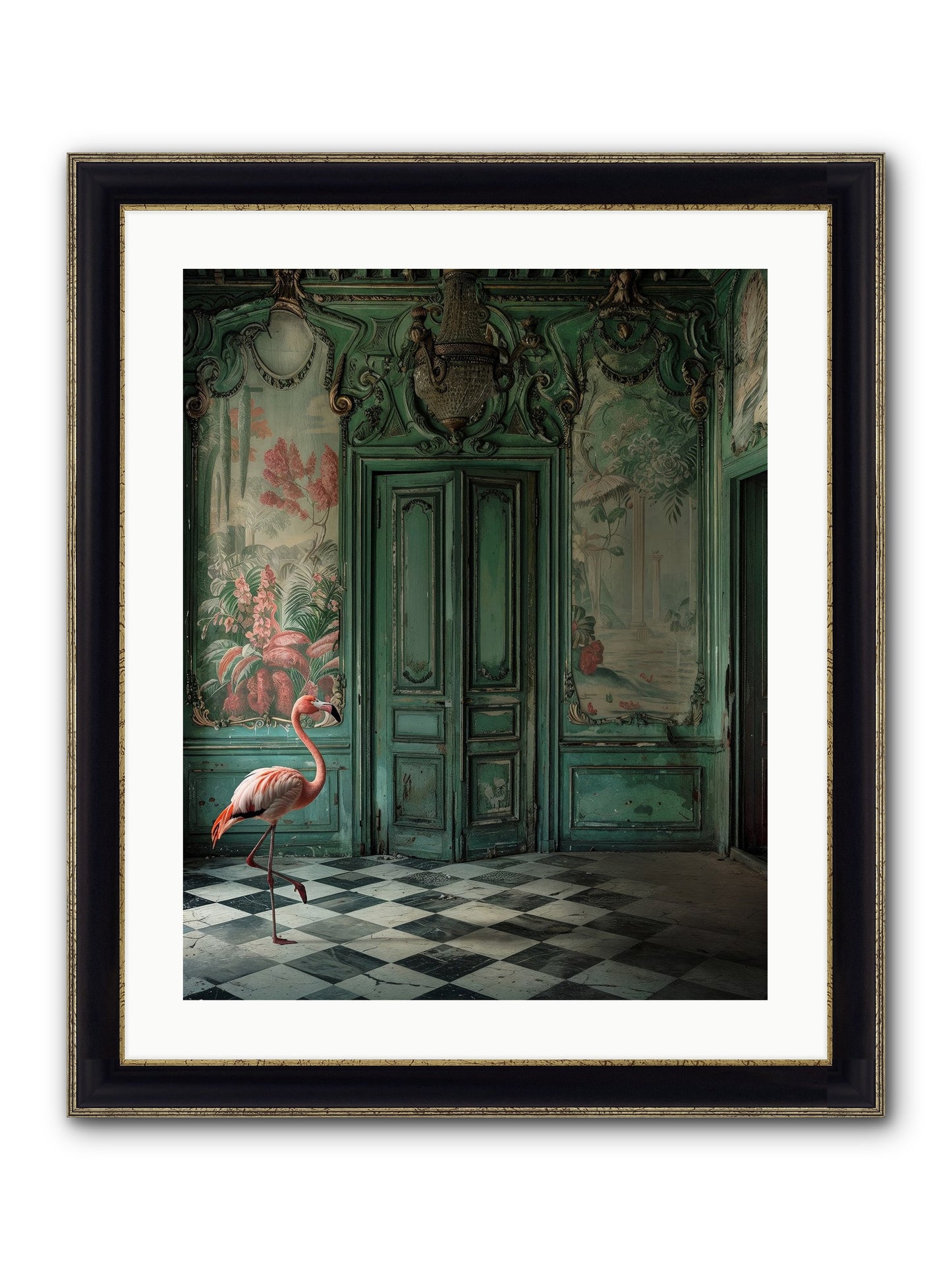 Gatekeeper Of Verdant Wetlands Framed Print - Black & Gold 20x25