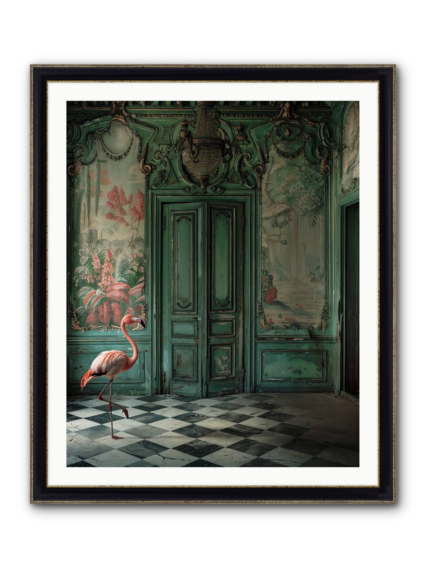 Gatekeeper Of Verdant Wetlands Framed Print - Black & Gold 32x40