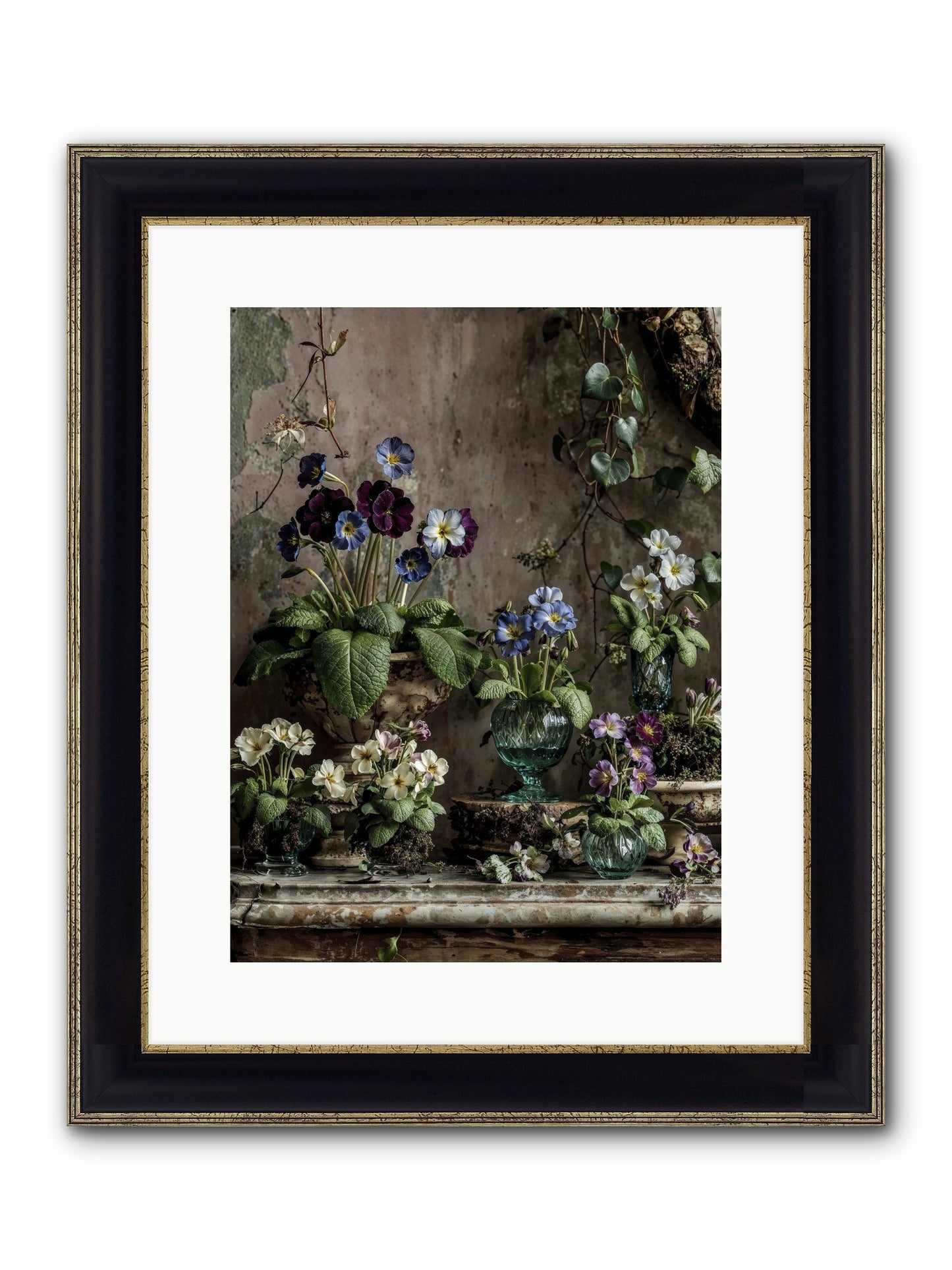 Gathered Framed Print - Black & Gold 12x16