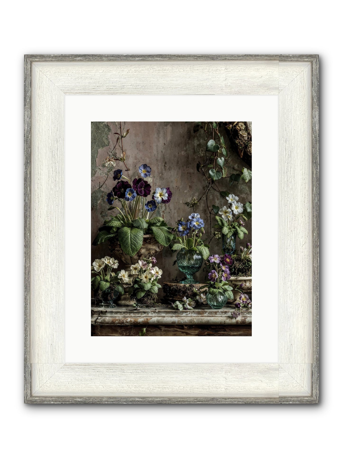 Gathered Framed Print - Driftwood White 12x16