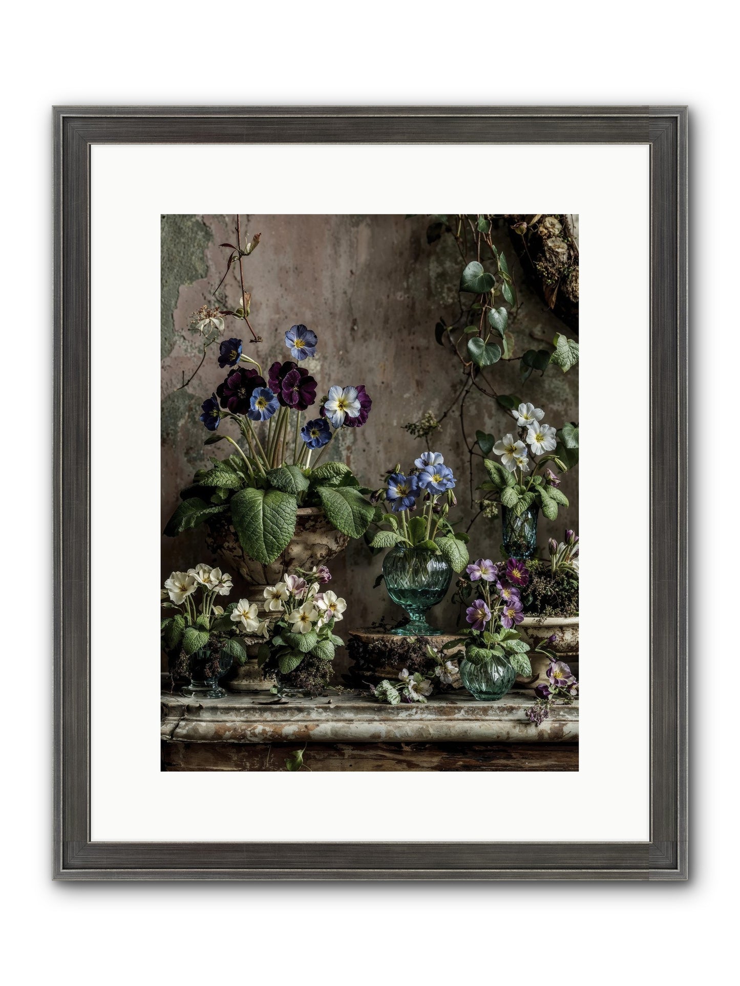 Gathered Framed Print - Slimwoods Black/Silver 12x16