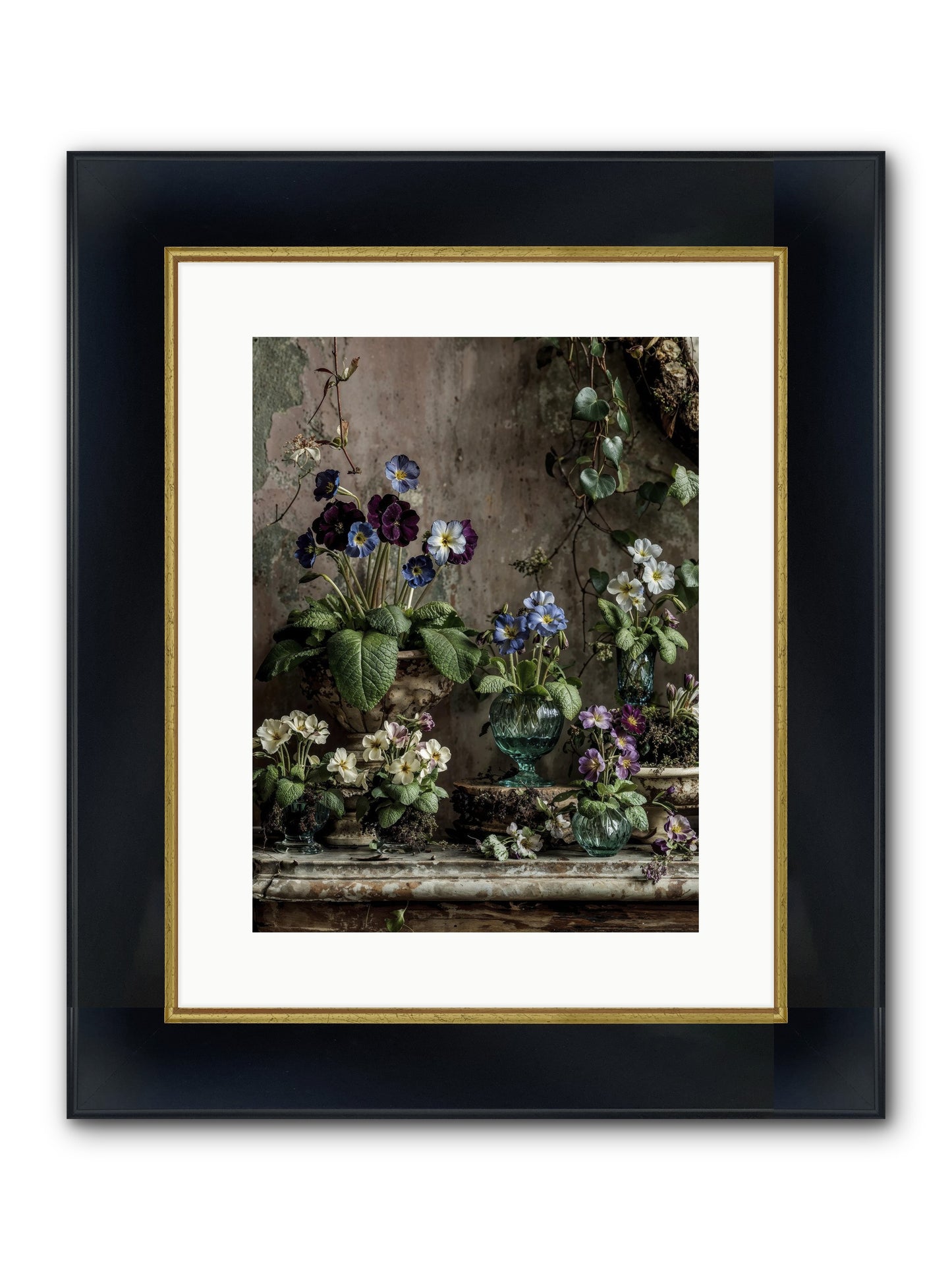 Gathered Framed Print - Wide Black w/Gold 12x16